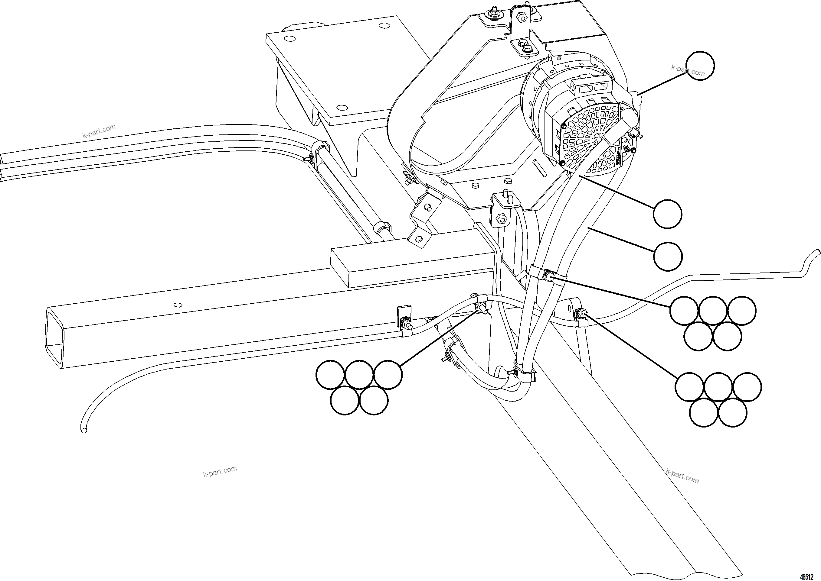 Komatsu parts book diagram for AFE84-M 730E-10 S/N A50047 - A50048  KAL: BATTERY CHARGING ALTERNATOR WIRING