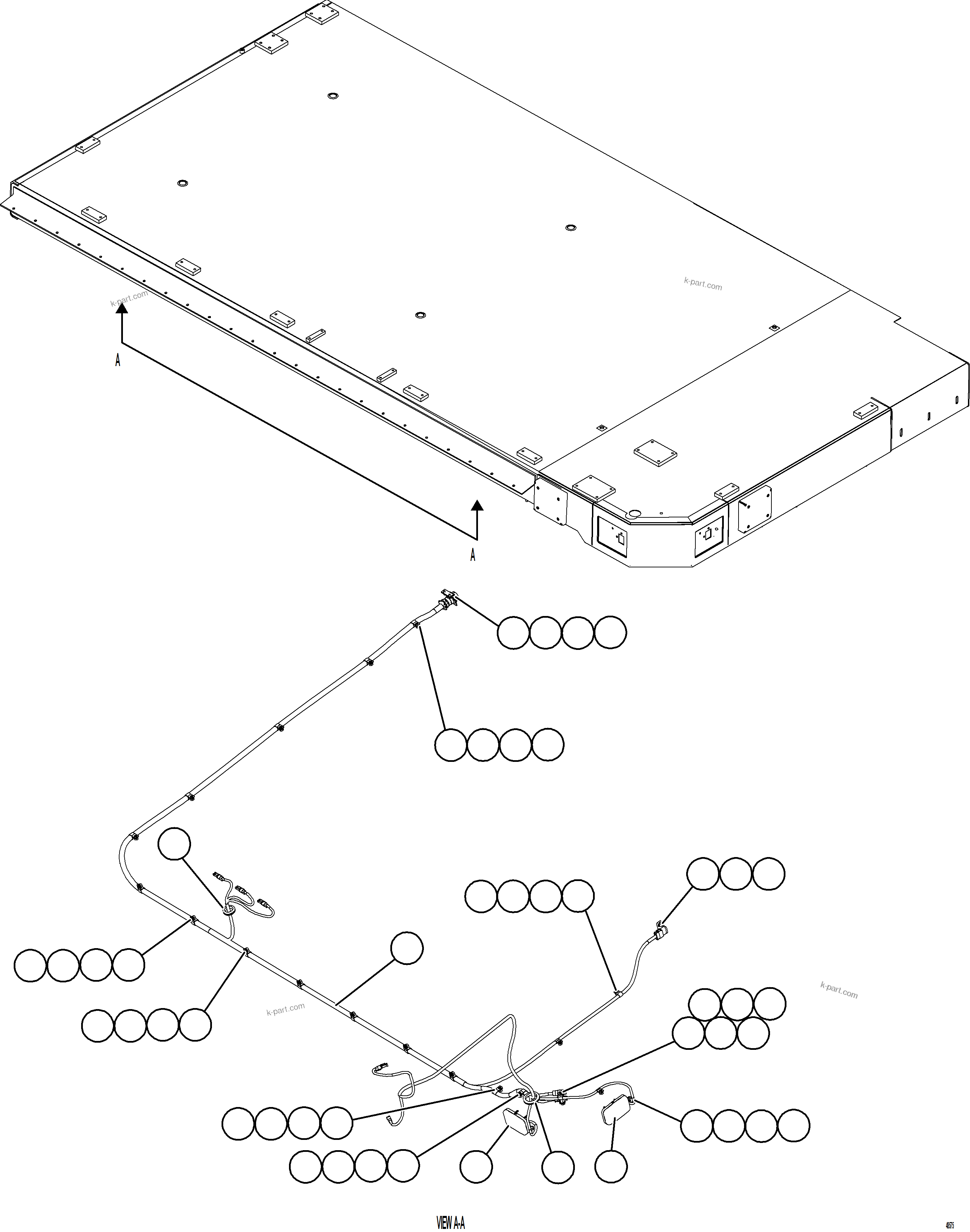 Komatsu parts book diagram for AFE84-M 730E-10 S/N A50047 - A50048  KAL: RH DECK WIRING HARNESS & LIGHTS