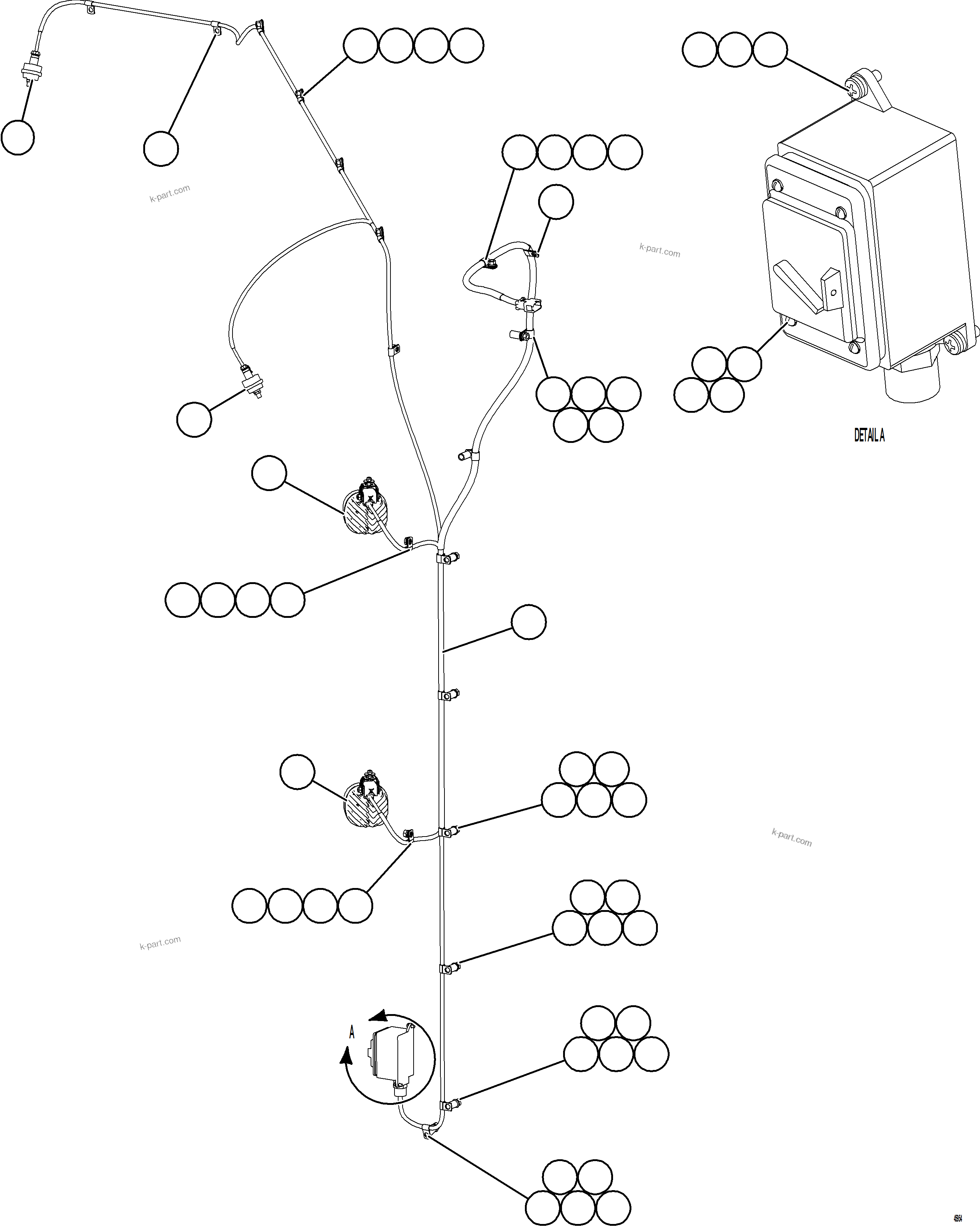 Komatsu parts book diagram for AFE84-M 730E-10 S/N A50047 - A50048  KAL: LH ENGINE BAY LIGHTS & SWITCH