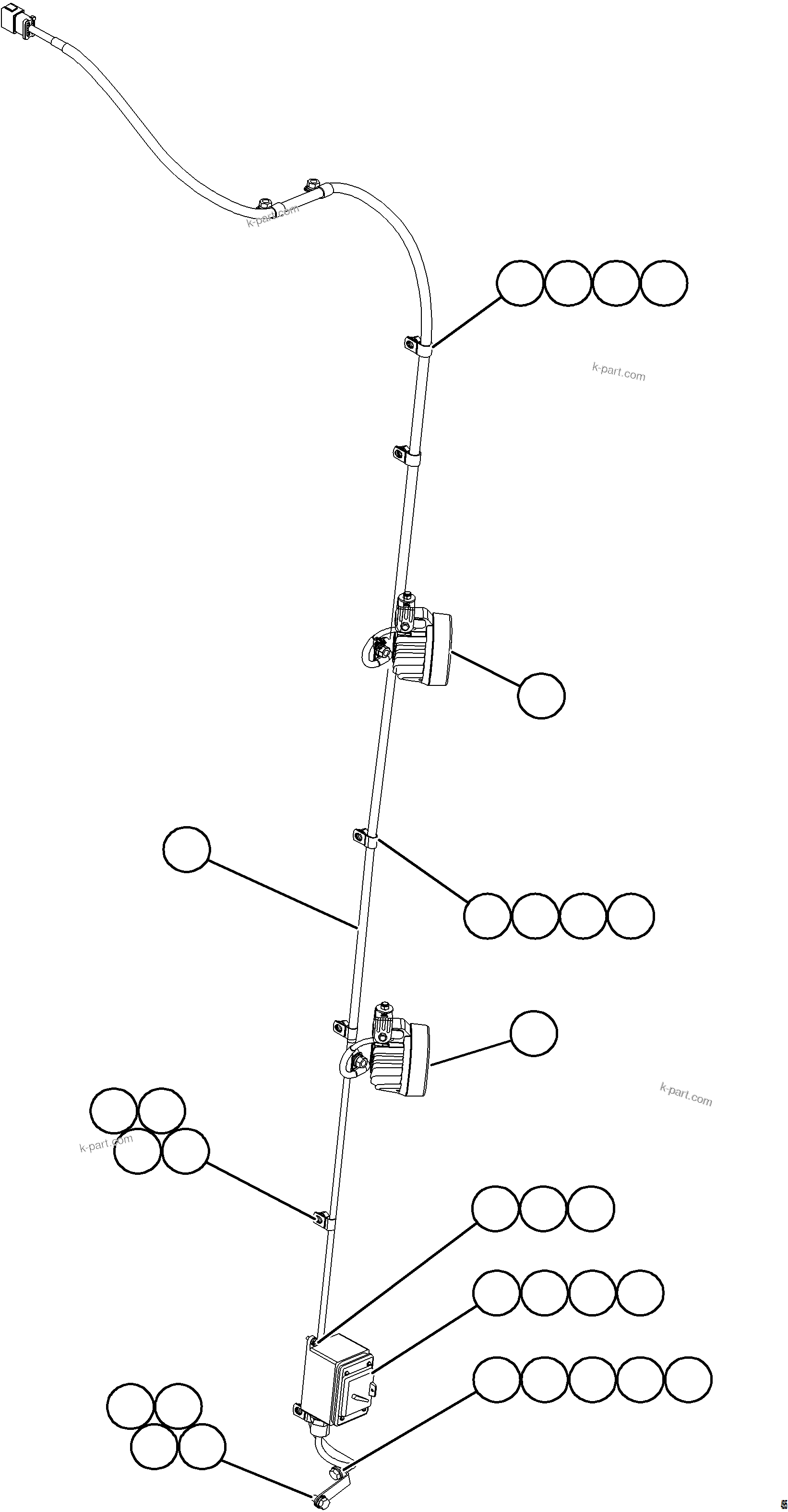 Komatsu parts book diagram for AFE84-M 730E-10 S/N A50047 - A50048  KAL: RH ENGINE BAY LIGHTS & SWITCH