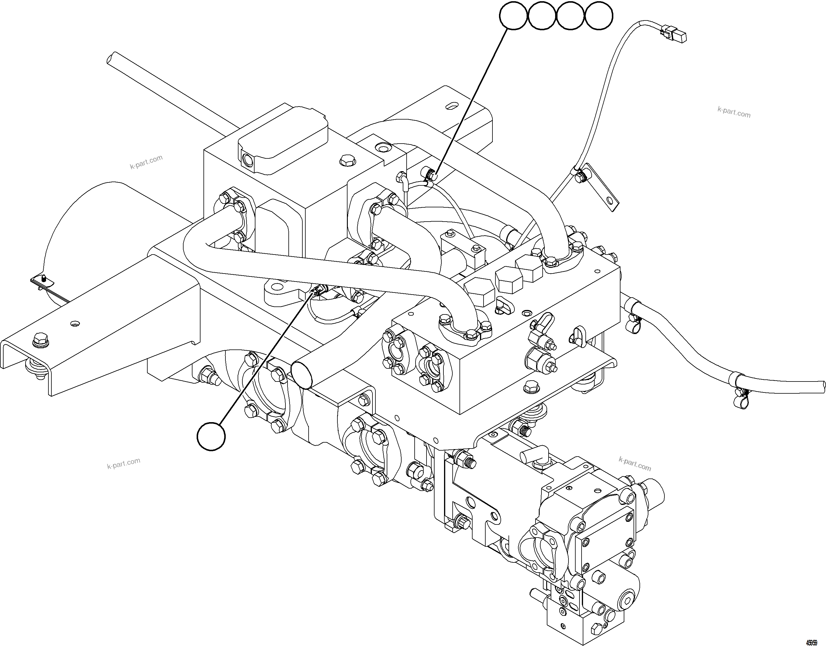 Komatsu parts book diagram for AFE84-M 730E-10 S/N A50047 - A50048  KAL: PUMP MODULE PRESSURE SENSOR