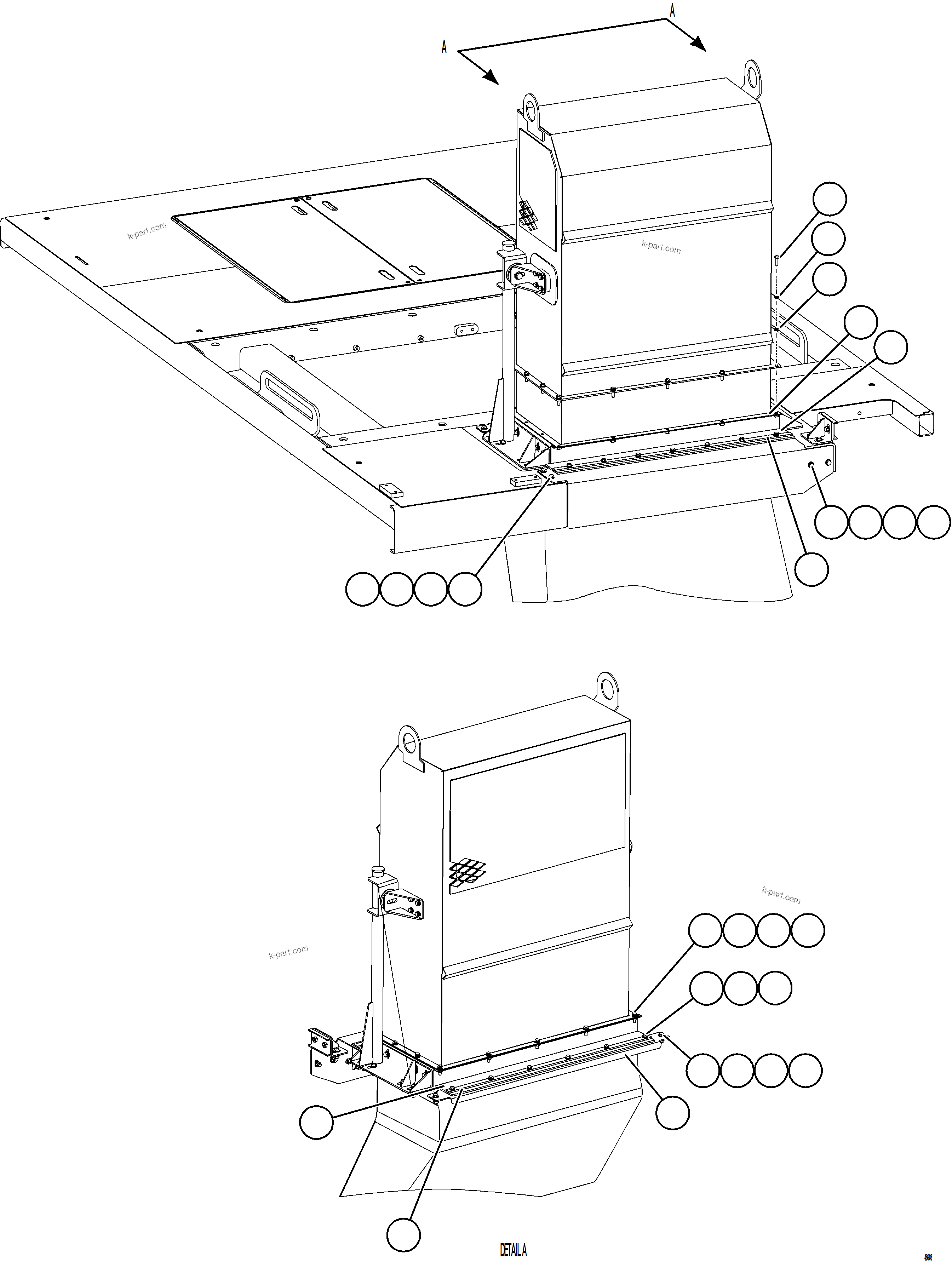 Komatsu parts book diagram for AFE84-M 730E-10 S/N A50047 - A50048  KAL: BLOWER INLET DUCT INSTALLATION
