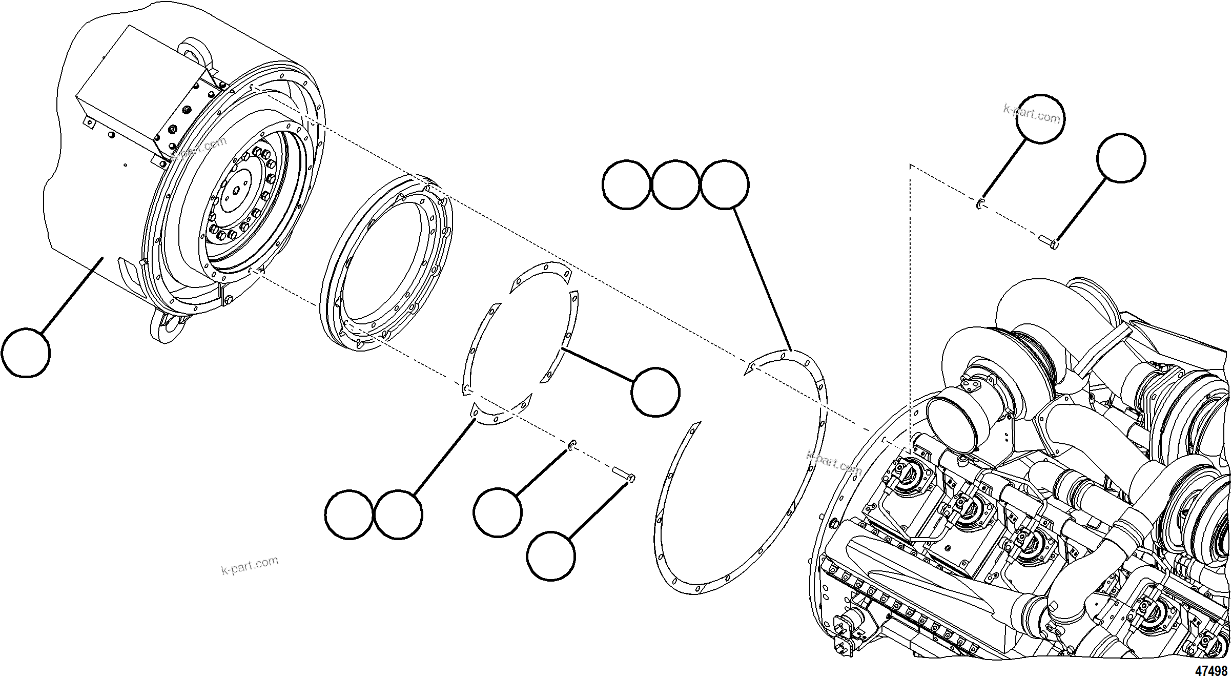Komatsu parts book diagram for AFE84-M 730E-10 S/N A50047 - A50048  KAL: ALTERNATOR INSTALLATION