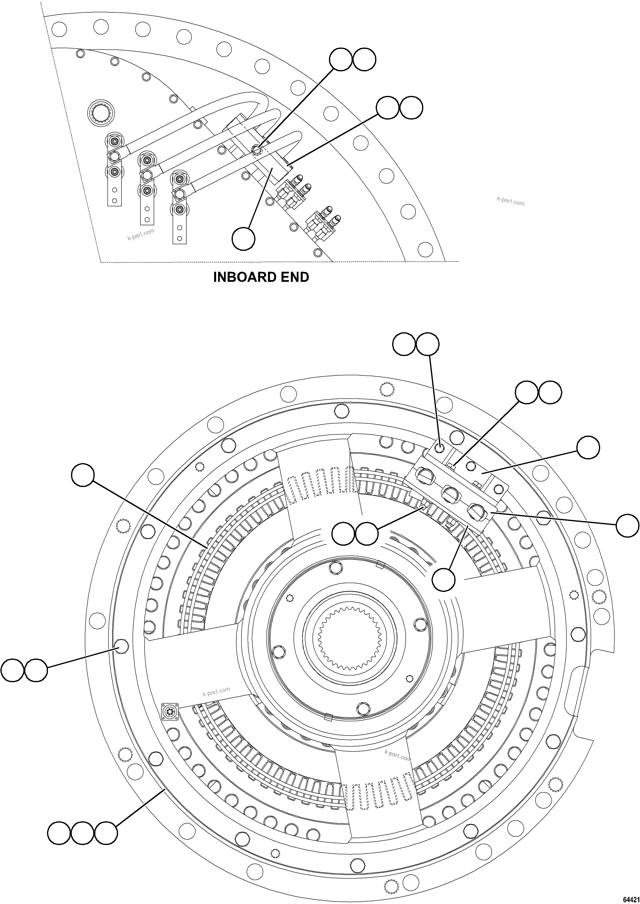 Komatsu parts book diagram for AFE84-M 730E-10 S/N A50047 - A50048  KAL: WHEEL MOTOR    58D-22-50000    6/8