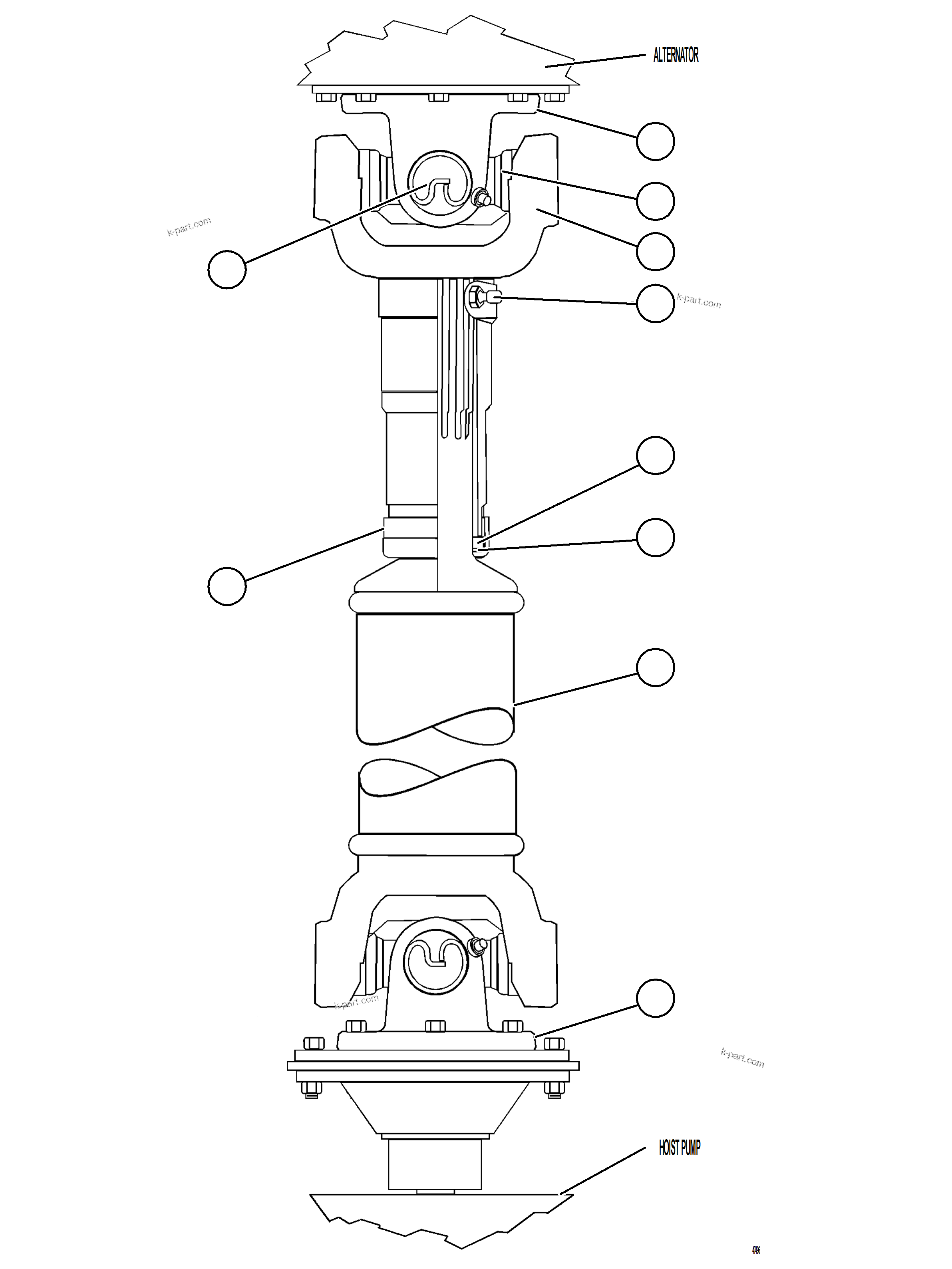 Komatsu parts book diagram for AFE84-M 730E-10 S/N A50047 - A50048  KAL: DRIVESHAFT ASSEMBLY    PC0184