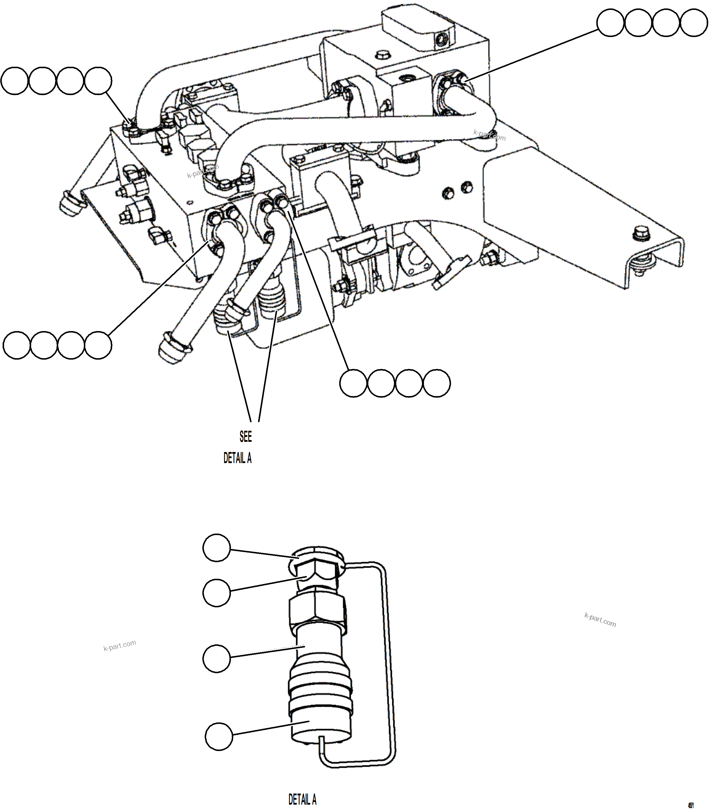 Komatsu parts book diagram for AFE84-M 730E-10 S/N A50047 - A50048  KAL: HOIST VALVE & OVERCENTER VALVE INSTALLATION    2/3