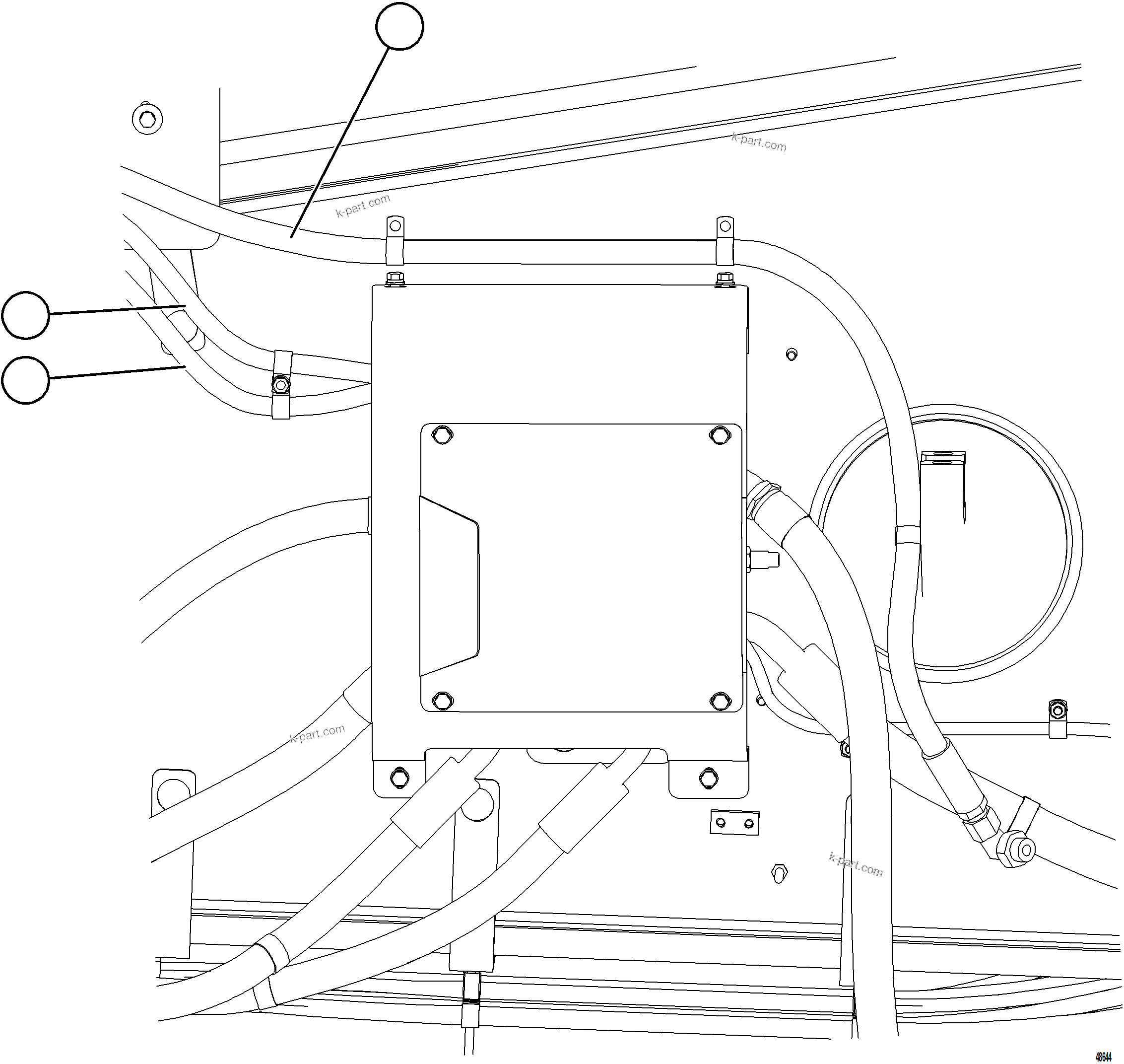 Komatsu parts book diagram for AFE84-M 730E-10 S/N A50047 - A50048  KAL: STEERING BLEEDDOWN MANIFOLD PIPING    3/3