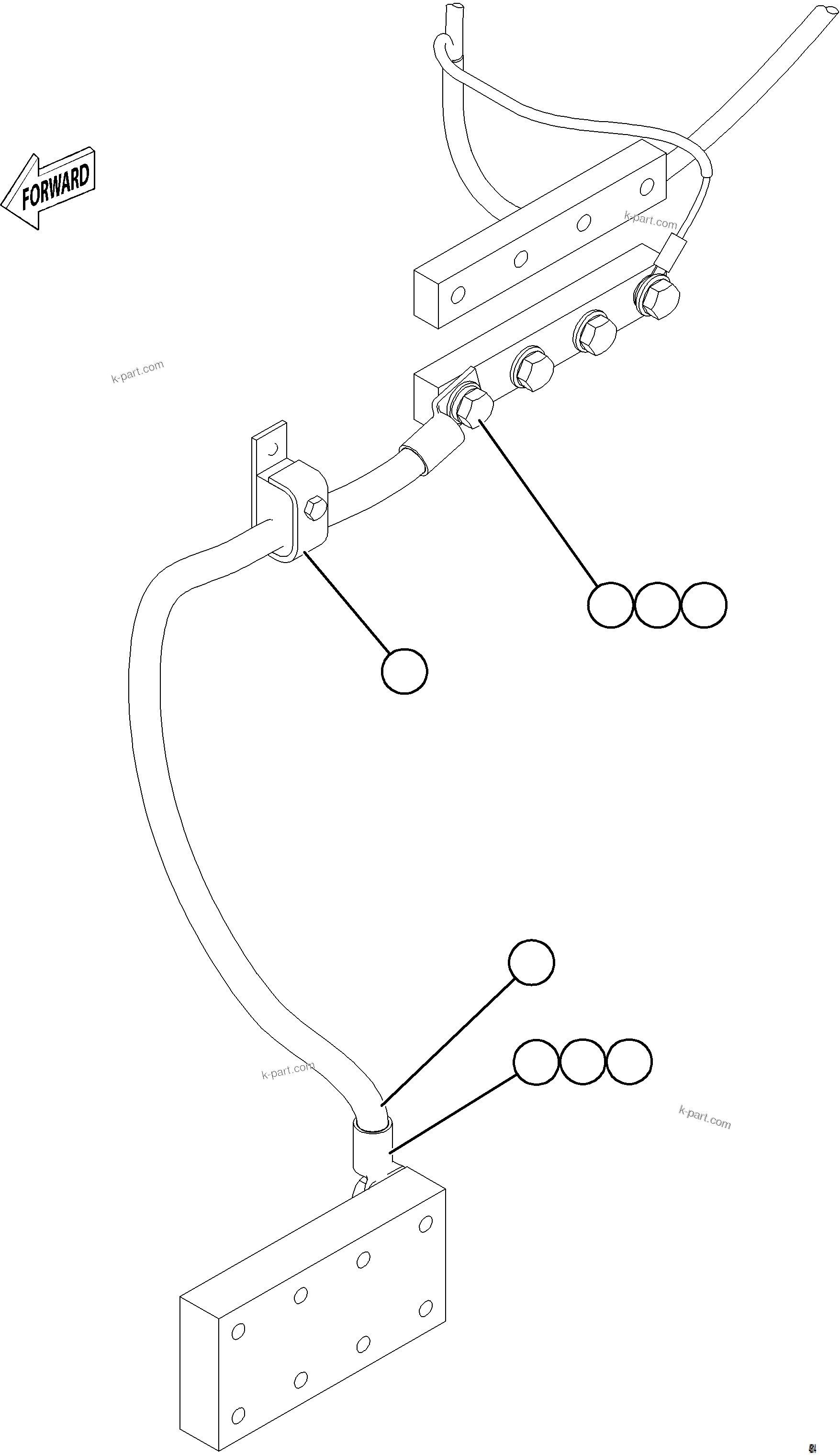 Komatsu parts book diagram for AFE84-M 730E-10 S/N A50047 - A50048  KAL: GROUND WIRES