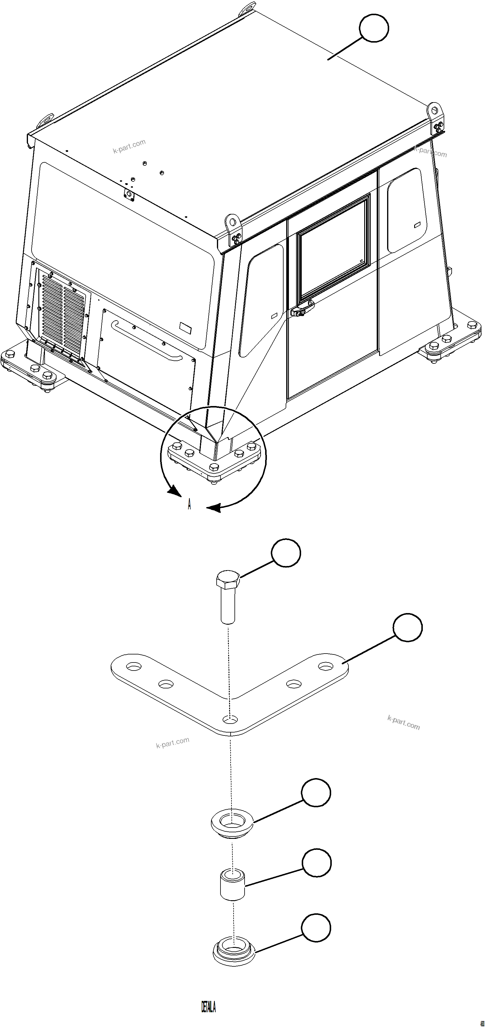 Komatsu parts book diagram for AFE84-M 730E-10 S/N A50047 - A50048  KAL: CAB MOUNTING HARDWARE