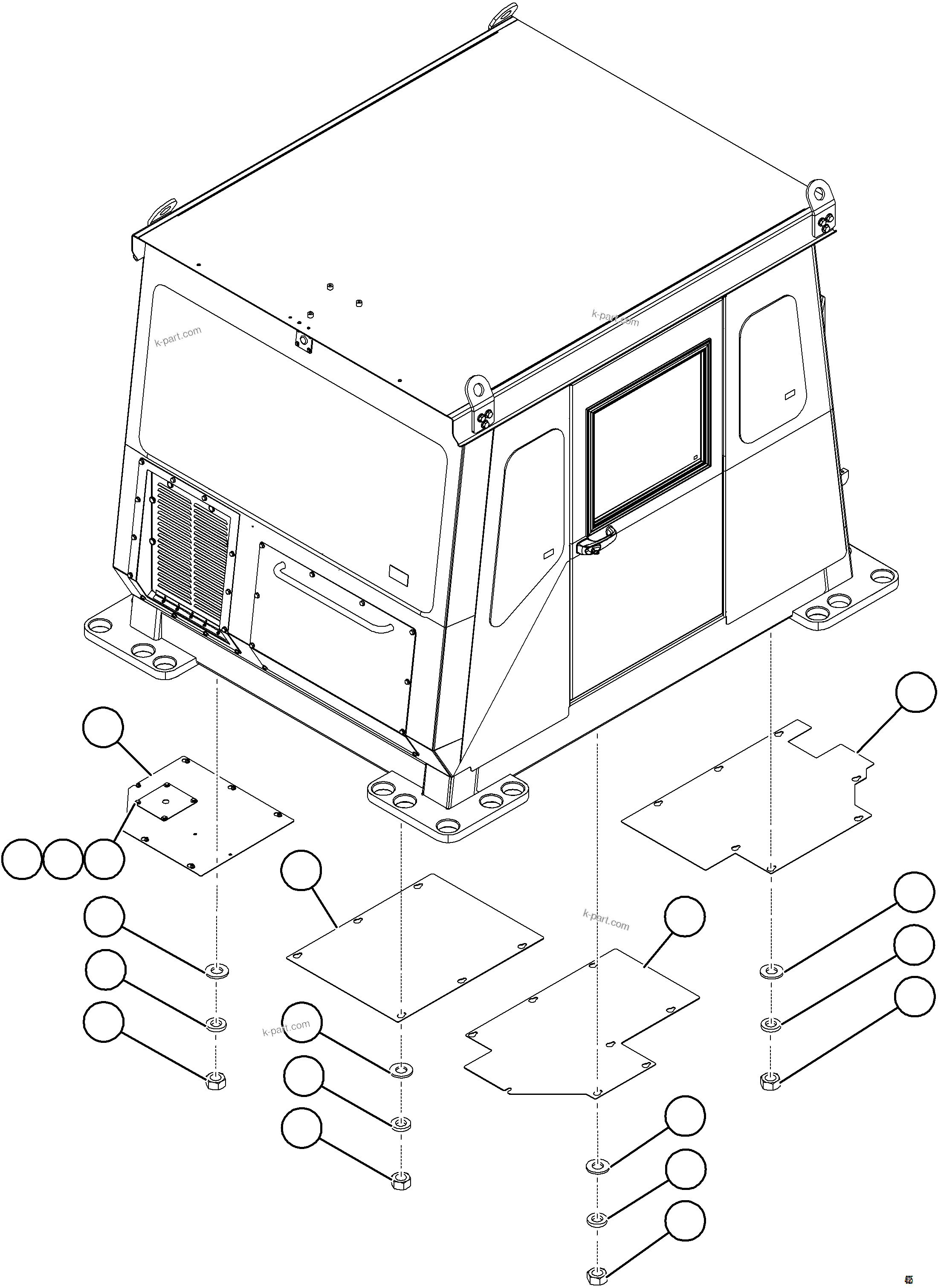 Komatsu parts book diagram for AFE84-M 730E-10 S/N A50047 - A50048  KAL: CAB HYDRAULIC HOSE COVERS