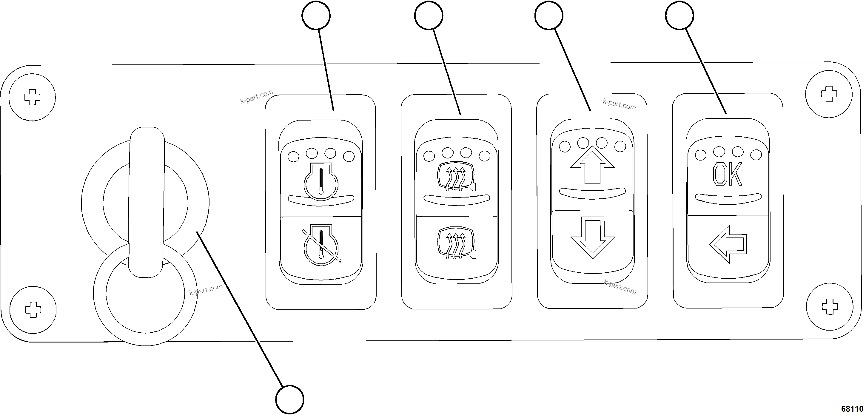 Komatsu parts book diagram for AFE84-M 730E-10 S/N A50047 - A50048  KAL: LOWER RH DASH SWITCHES