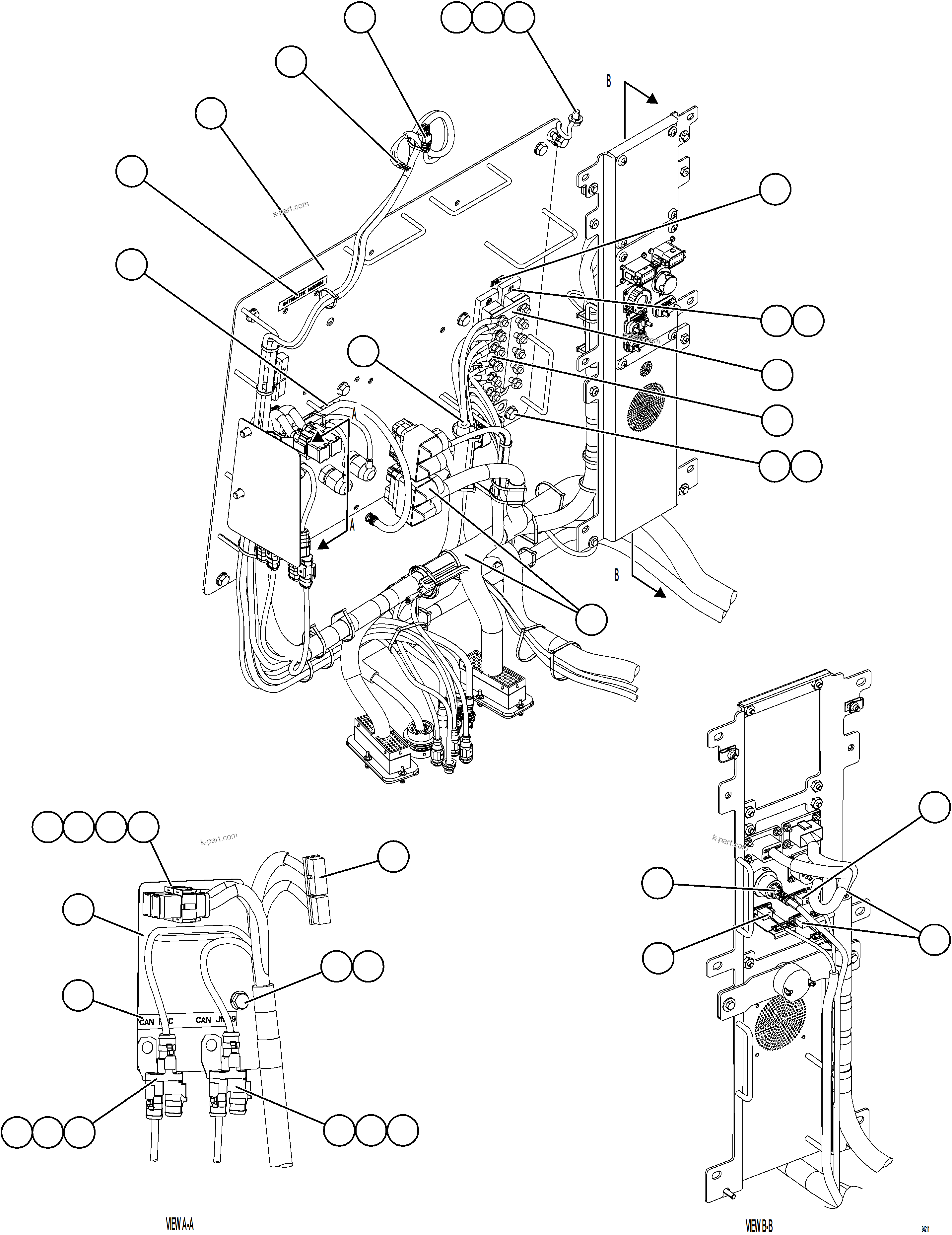 Komatsu parts book diagram for AFE84-M 730E-10 S/N A50047 - A50048  KAL: CAB ELECTRICAL - BACK WALL    2/2