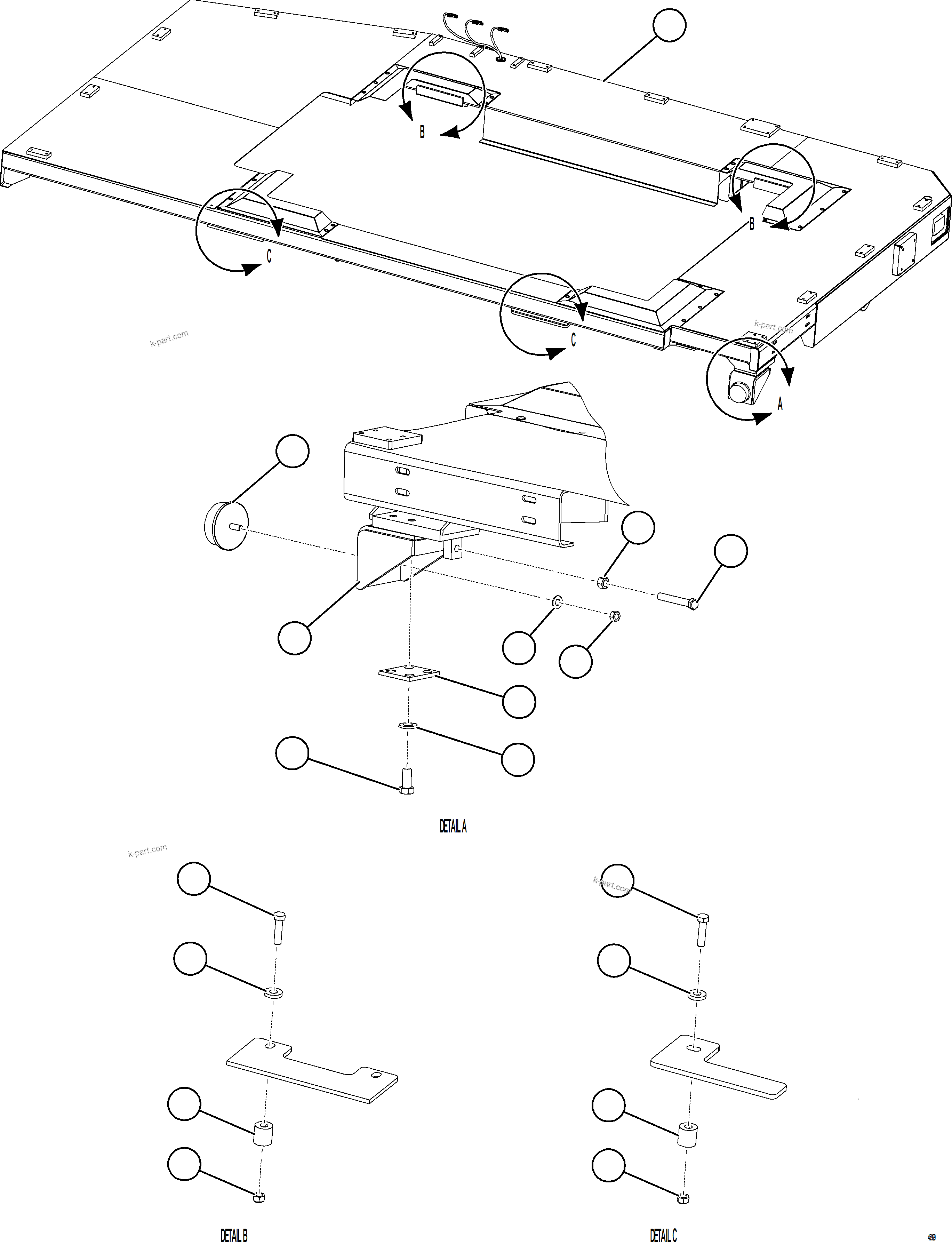 Komatsu parts book diagram for AFE84-M 730E-10 S/N A50047 - A50048  KAL: LH DECK INSTALLATION