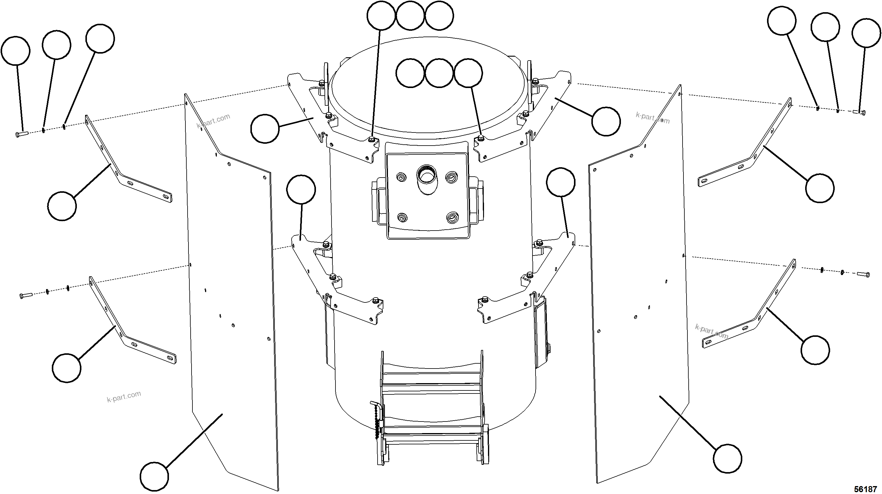 Komatsu parts book diagram for AFE84-M 730E-10 S/N A50047 - A50048  KAL: HYDRAULIC TANK MUD FLAPS (OPTIONAL)
