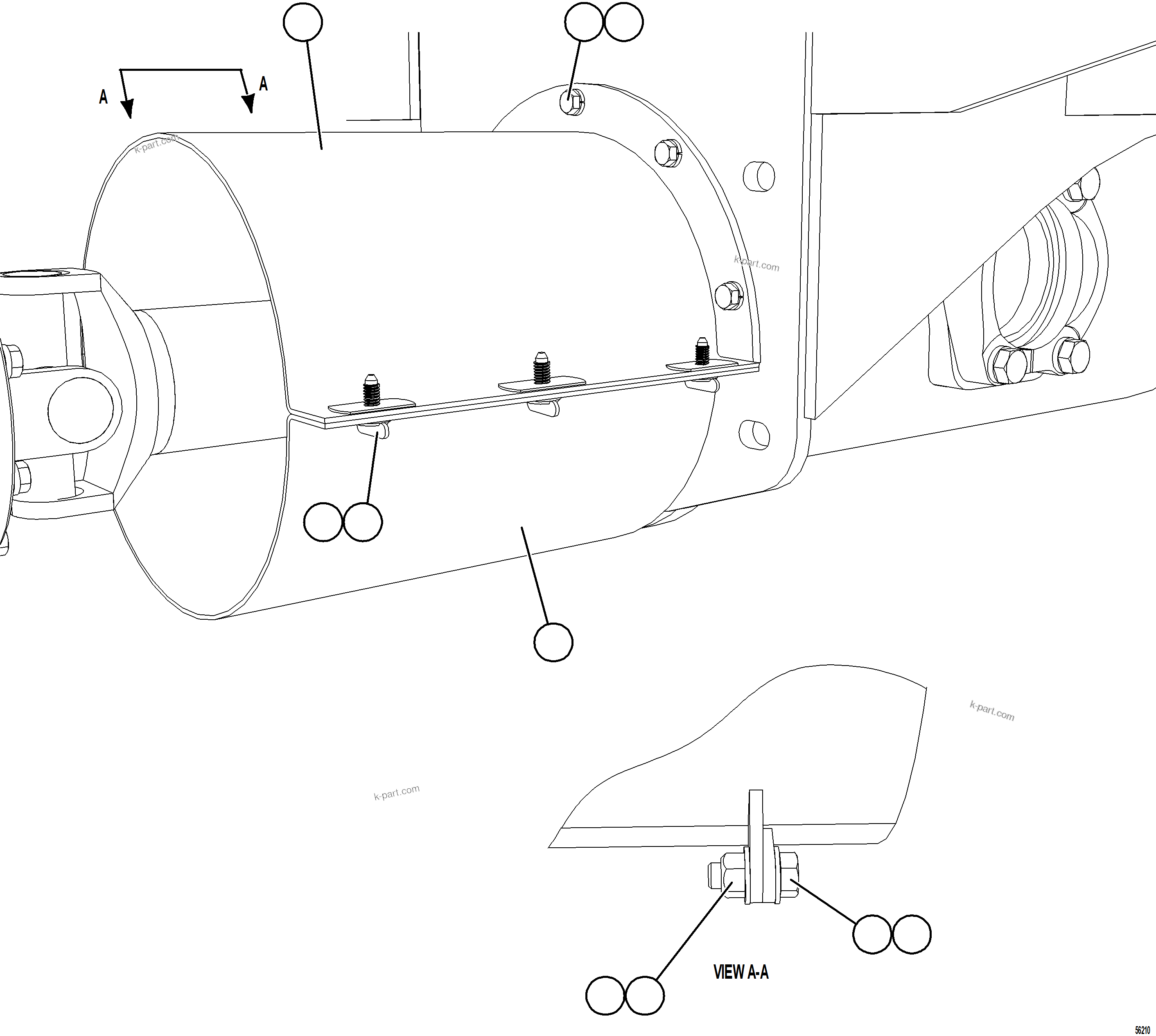 Komatsu parts book diagram for AFE84-M 730E-10 S/N A50047 - A50048  KAL: DRIVESHAFT GUARDS