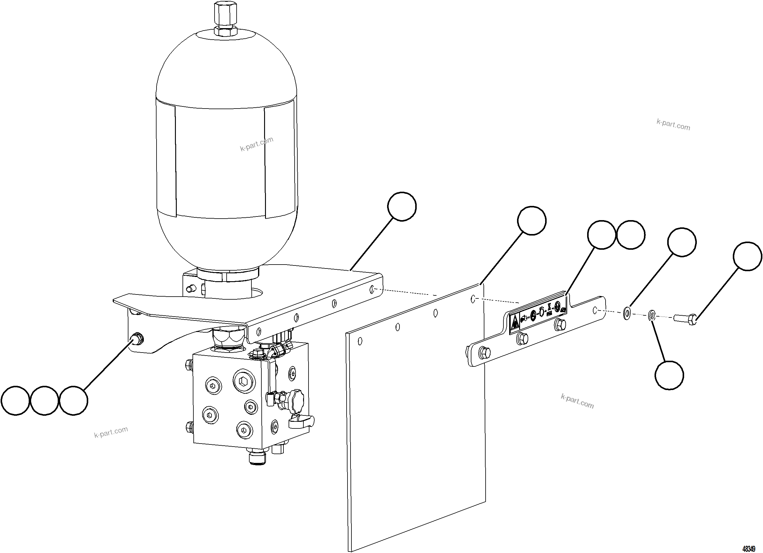 Komatsu parts book diagram for AFE84-M 730E-10 S/N A50047 - A50048  KAL: AUXILIARY HYDRAULIC MANIFOLD MUD FLAP