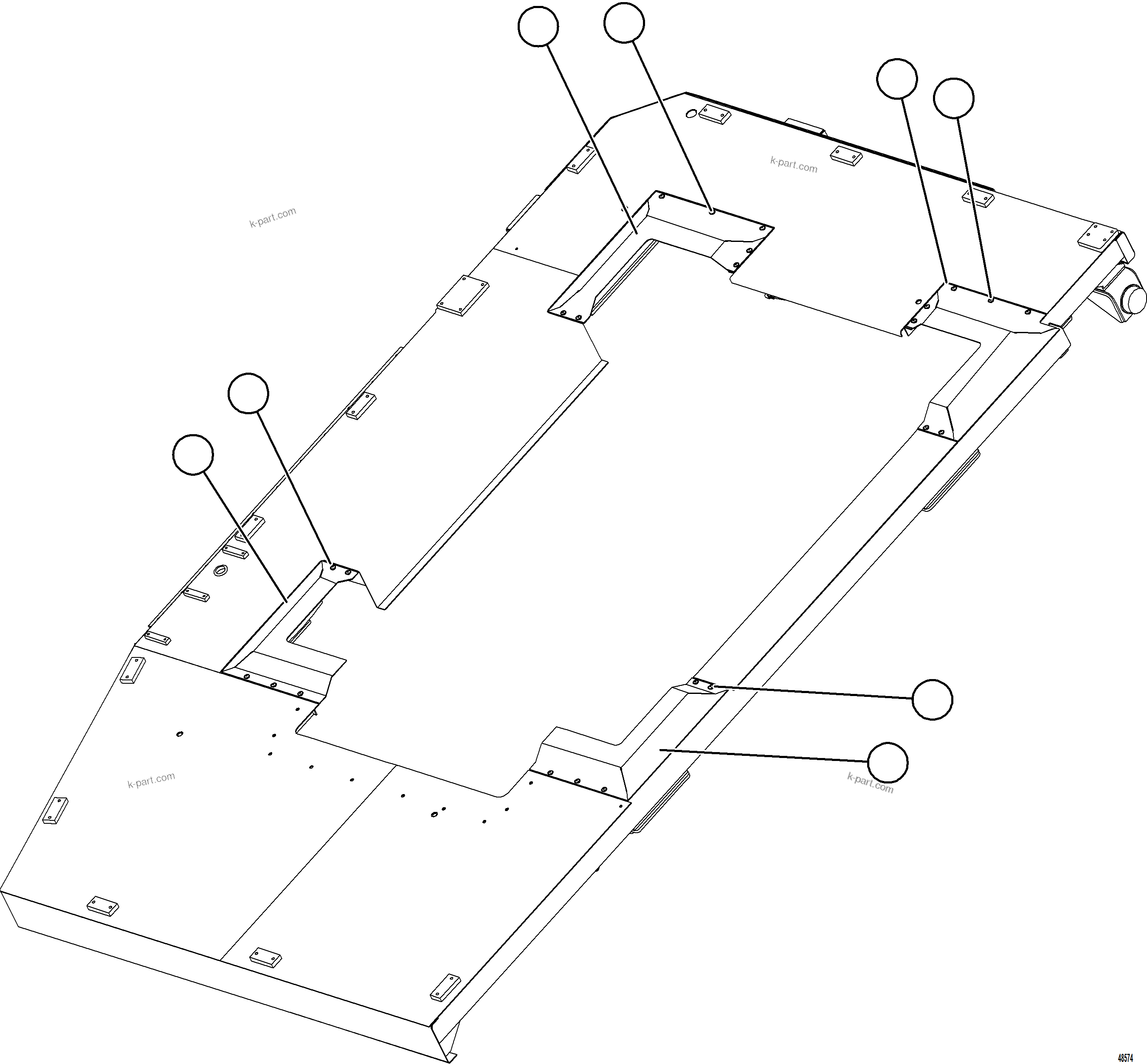 Komatsu parts book diagram for AFE84-M 730E-10 S/N A50047 - A50048  KAL: LH DECK COVERS