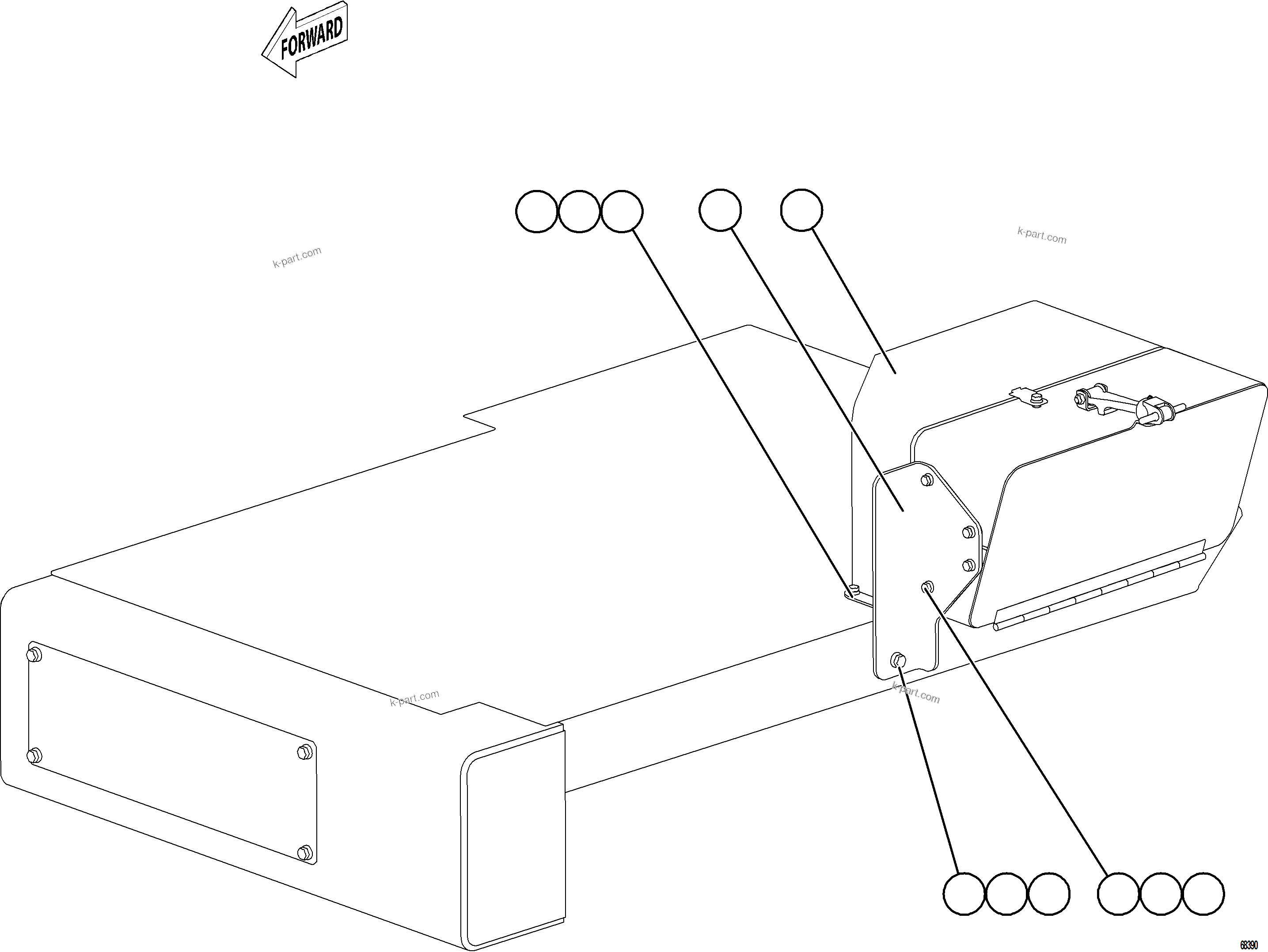 Komatsu parts book diagram for AFE84-M 730E-10 S/N A50047 - A50048  KAL: ISOLATION BOX WIRING COVERS