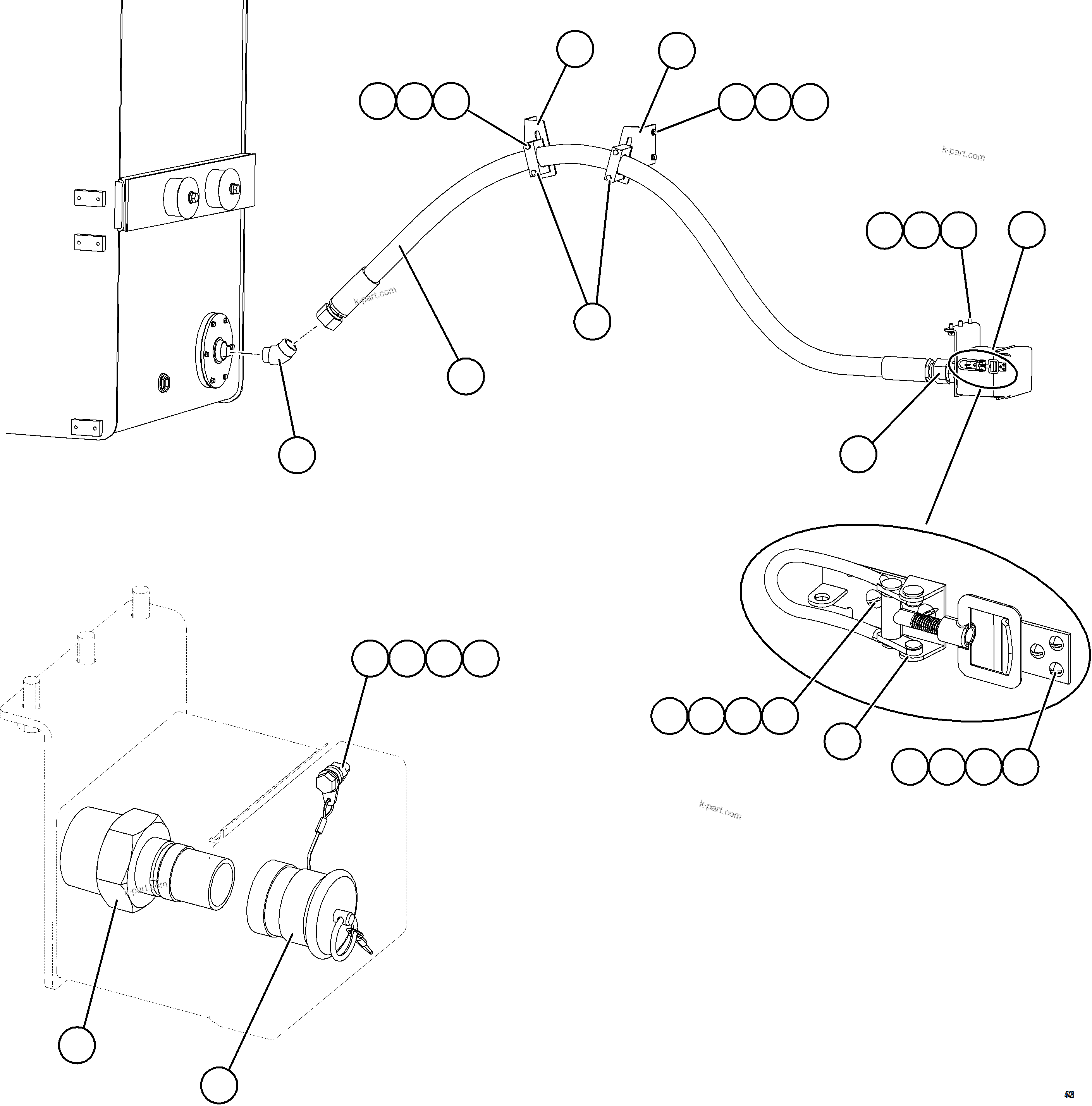 Komatsu parts book diagram for AFE84-P 730E-10 S/N A50051 - A50054  KAL: FUEL TANK REMOTE FILL - LH