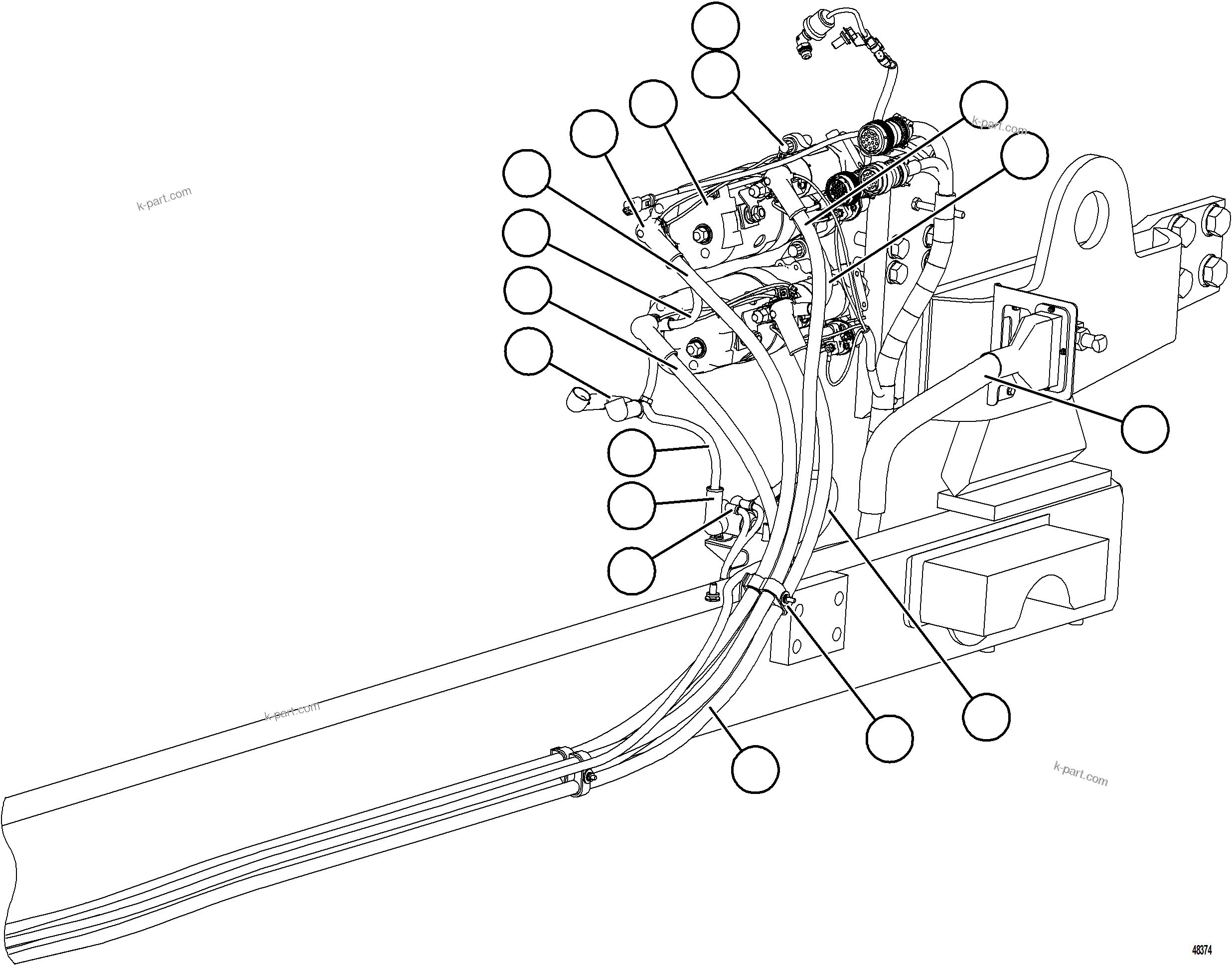 Komatsu parts book diagram for AFE84-P 730E-10 S/N A50051 - A50054  KAL: CRANKING MOTOR INSTALLATION