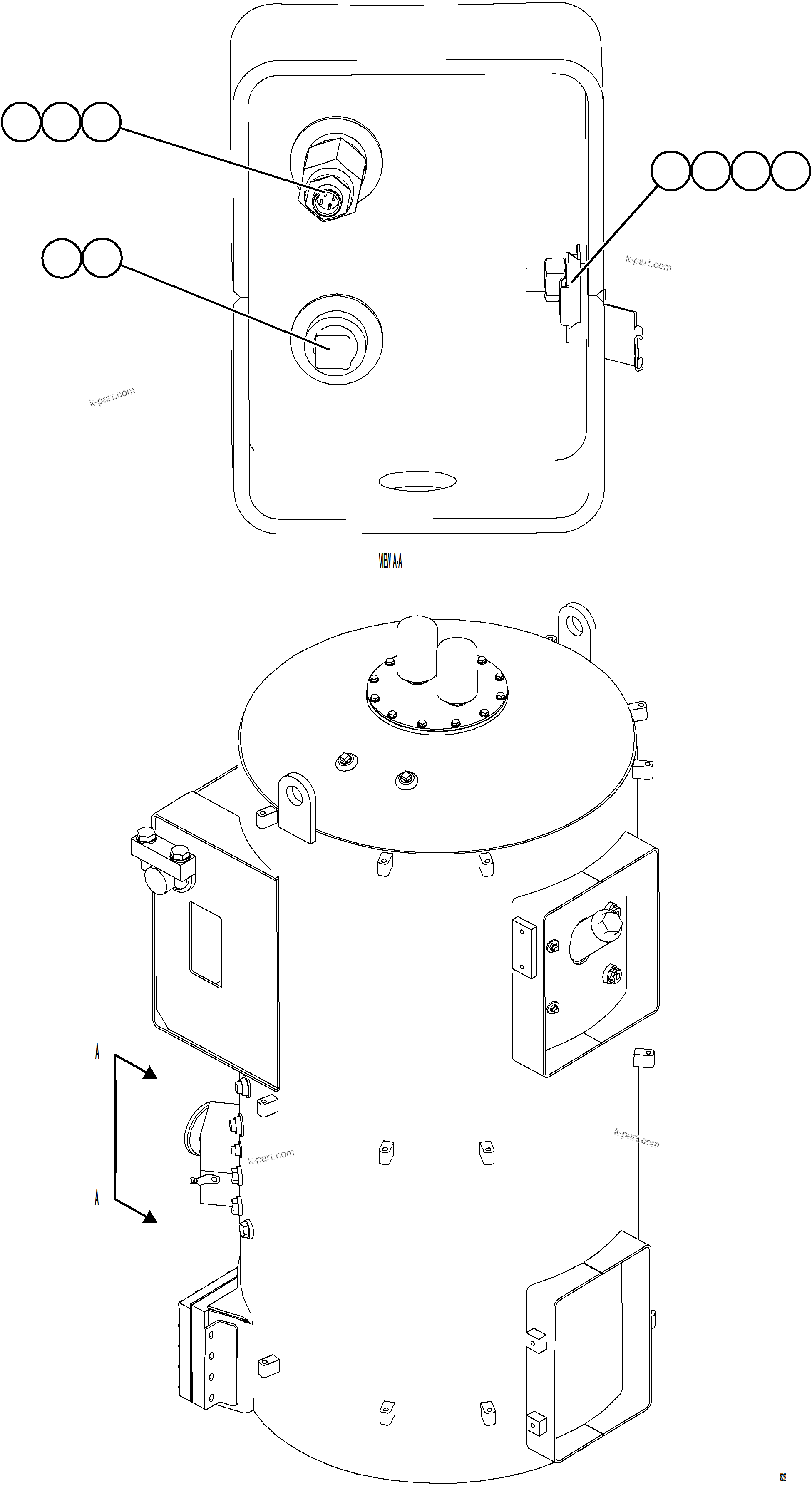 Komatsu parts book diagram for AFE84-P 730E-10 S/N A50051 - A50054  KAL: HYDRAULIC TANK SENSOR & SWITCH