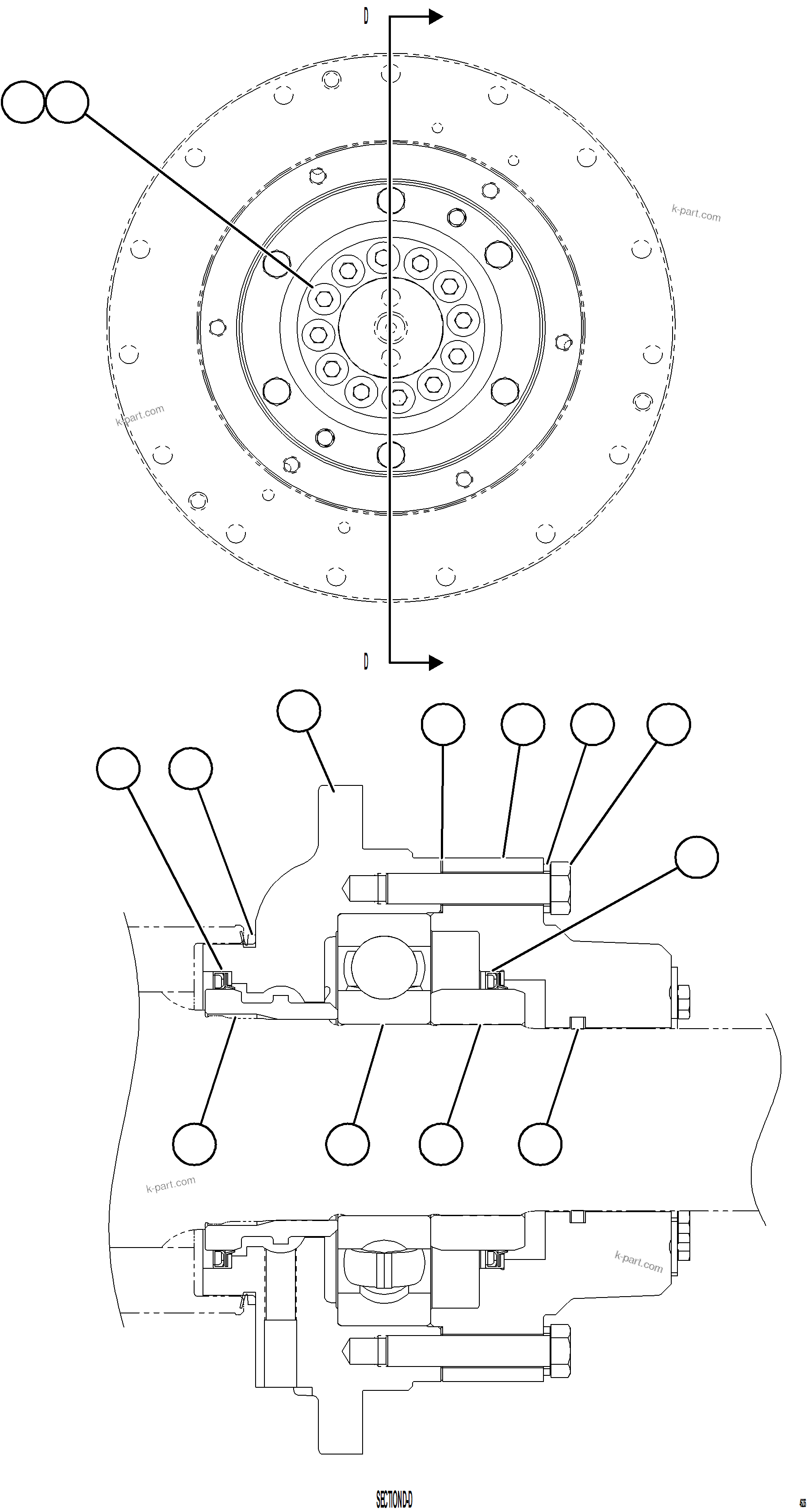 Komatsu parts book diagram for AFE84-P 730E-10 S/N A50051 - A50054  KAL: ALTERNATOR - BEARING ASSEMBLY