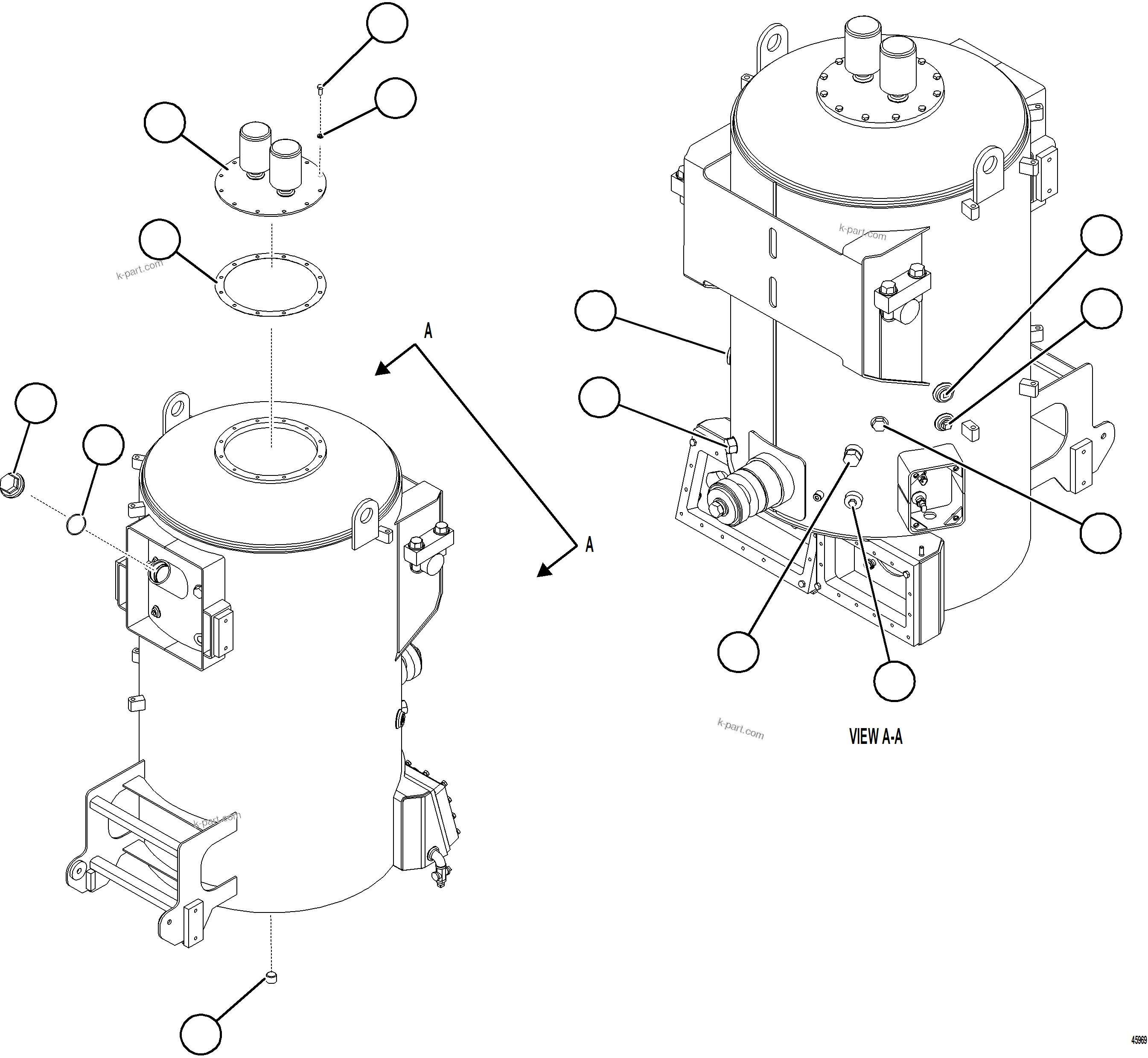 Komatsu parts book diagram for AFE84-P 730E-10 S/N A50051 - A50054  KAL: HYDRAULIC TANK STRUCTURE