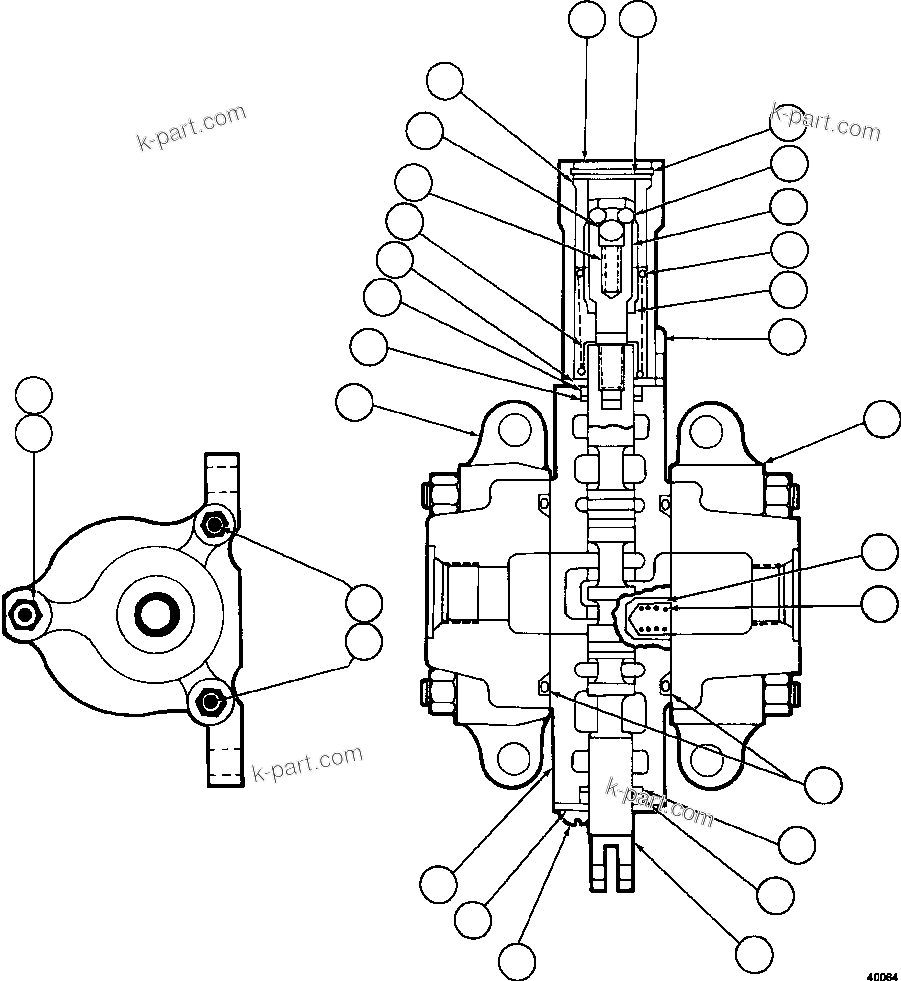 Komatsu parts book diagram for AFE84-P 730E-10 S/N A50051 - A50054  KAL: HOIST PILOT VALVE ASSEMBLY