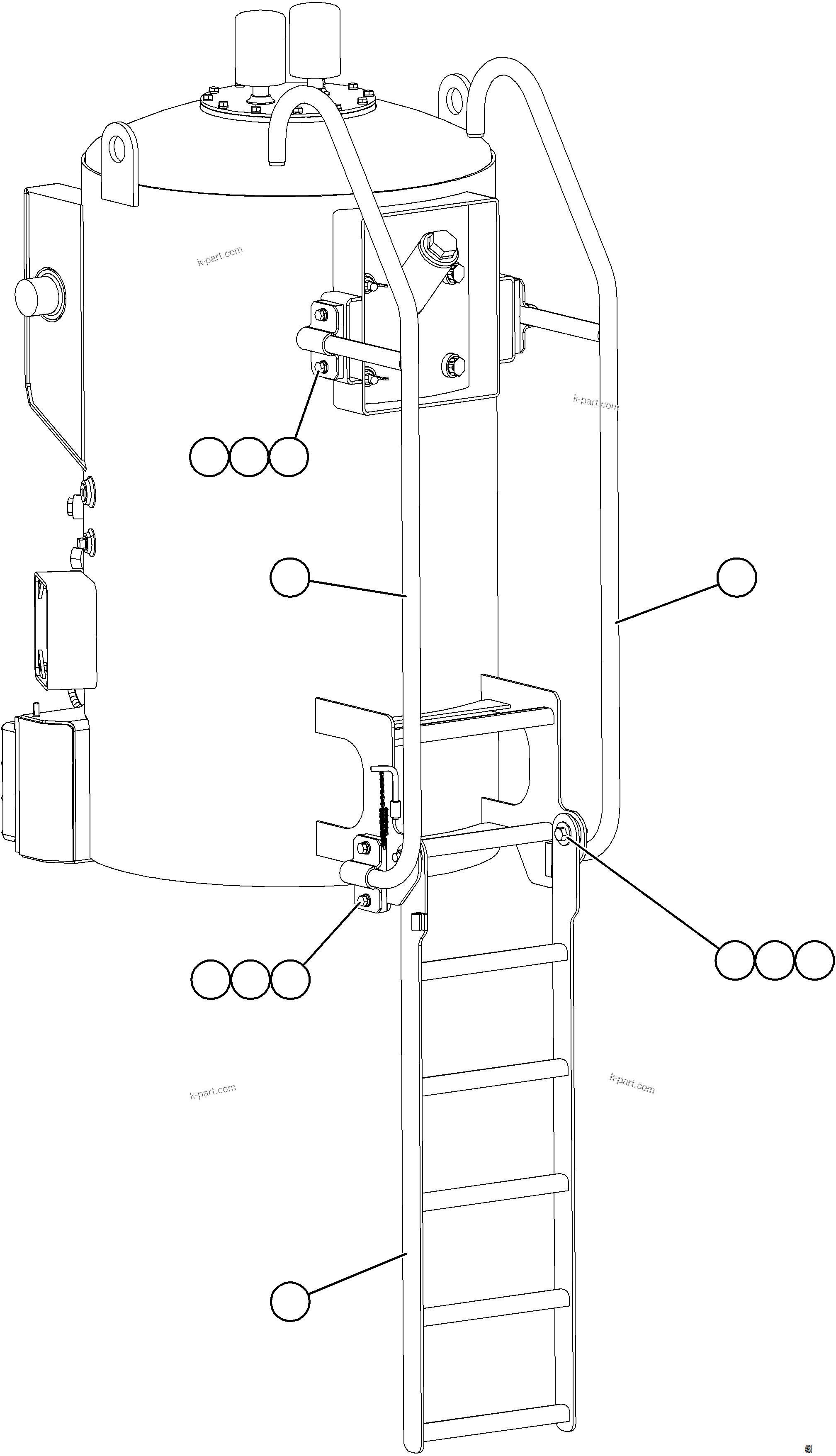 Komatsu parts book diagram for AFE84-P 730E-10 S/N A50051 - A50054  KAL: HYDRAULIC TANK LADDER