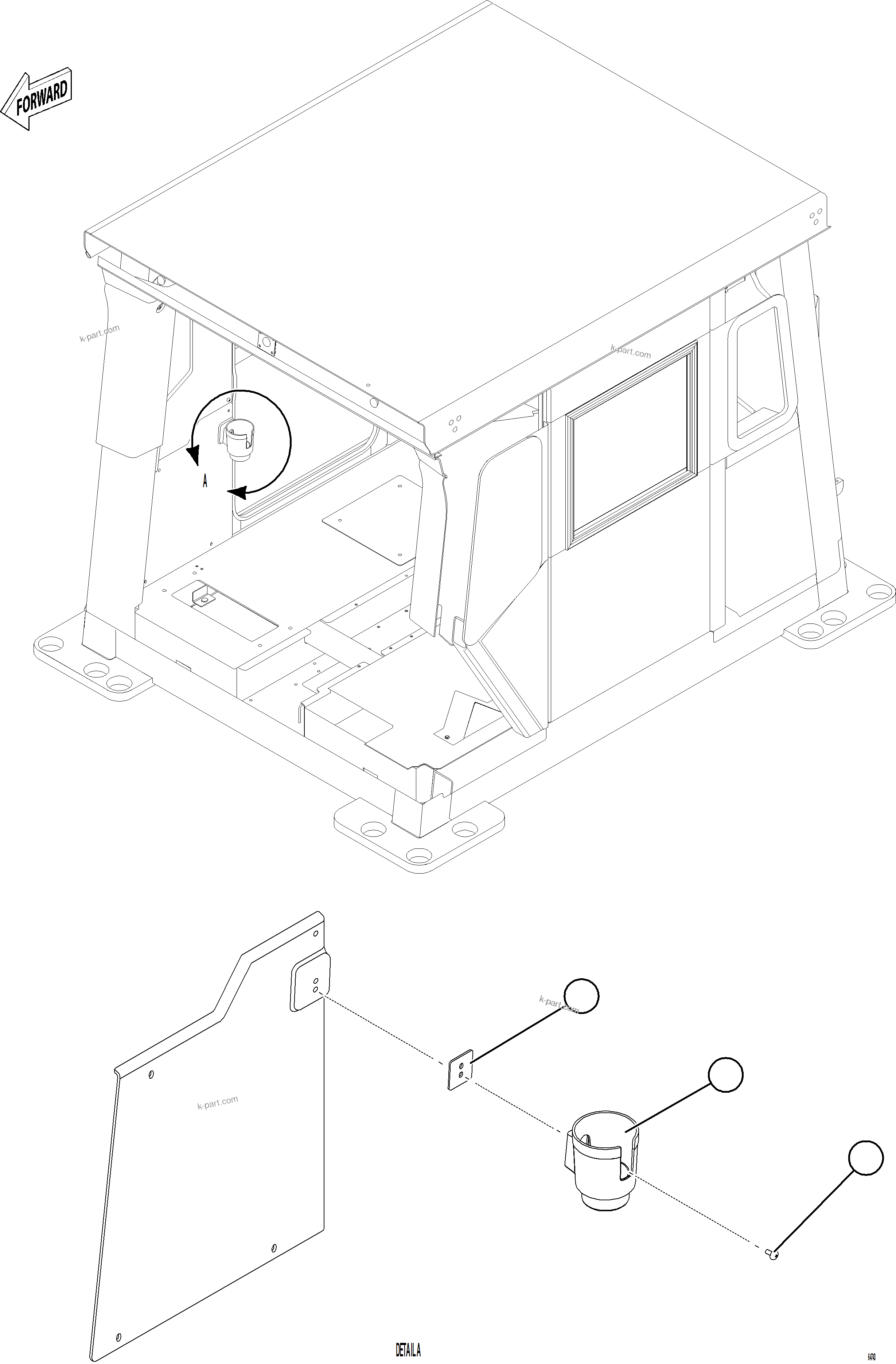 Komatsu parts book diagram for AFE84-P 730E-10 S/N A50051 - A50054  KAL: CUP HOLDER