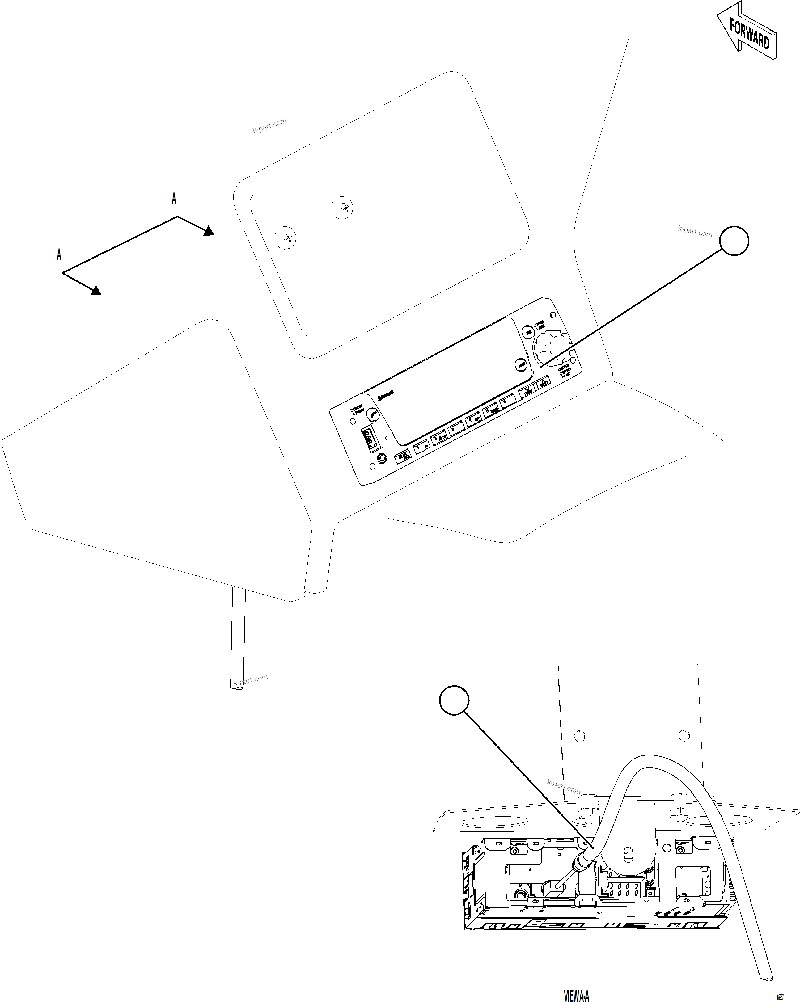 Komatsu parts book diagram for AFE84-P 730E-10 S/N A50051 - A50054  KAL: RADIO MODULE