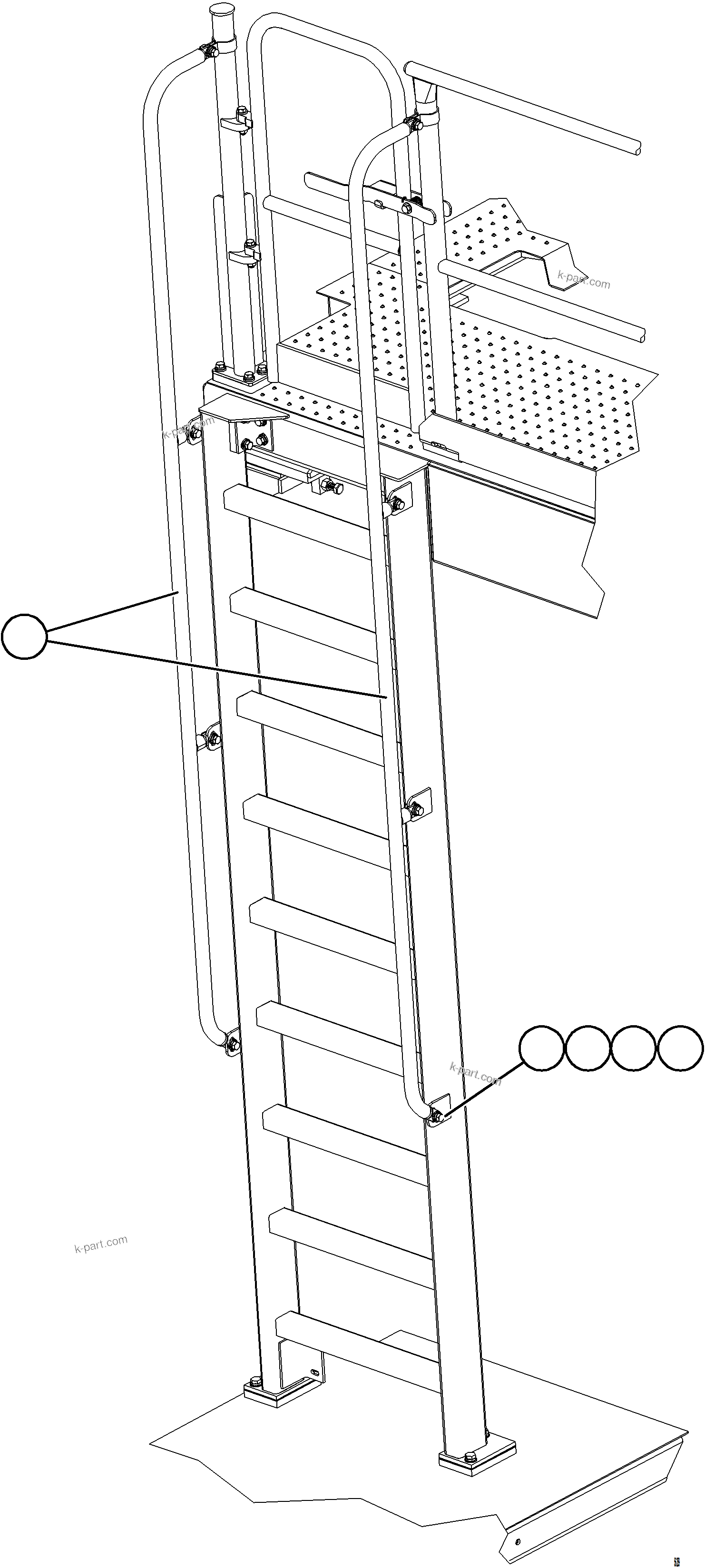 Komatsu parts book diagram for AFE84-P 730E-10 S/N A50051 - A50054  KAL: LH EMERGENCY LADDER HANDRAILS