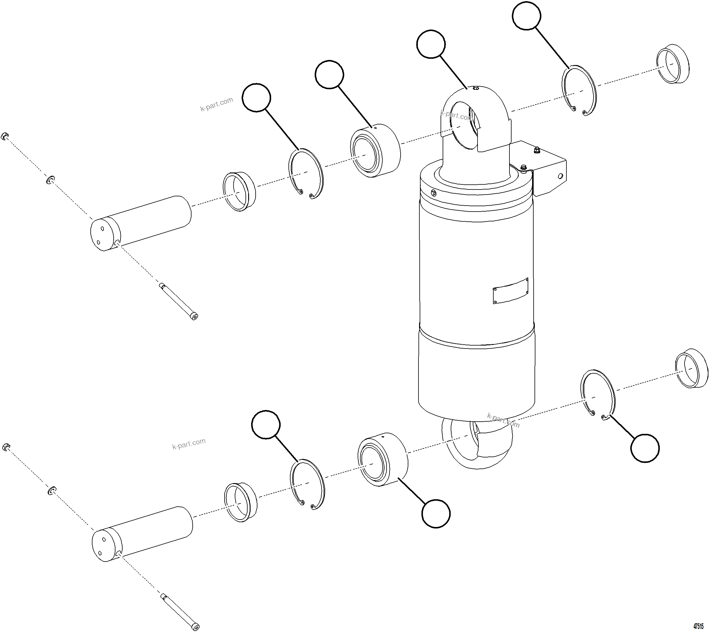Komatsu parts book diagram for AFE84-P 730E-10 S/N A50051 - A50054  KAL: REAR SUSPENSION WITH BEARINGS