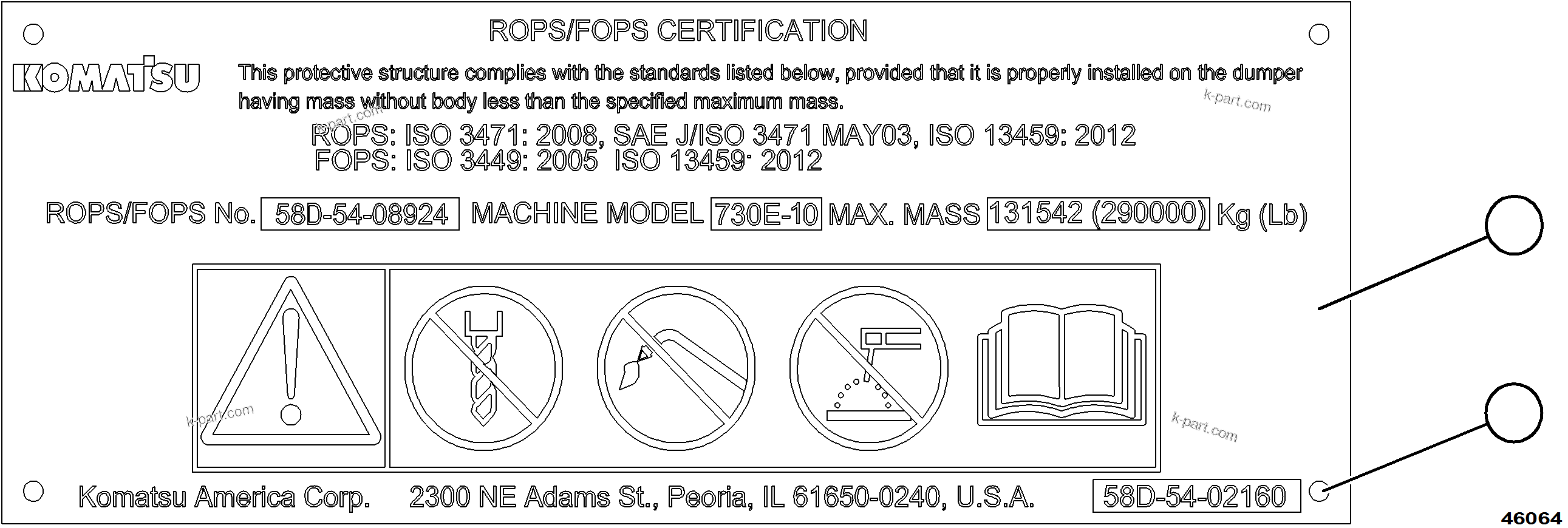 Komatsu parts book diagram for AFE84-P 730E-10 S/N A50051 - A50054  KAL: SAFETY LABELS    6/7