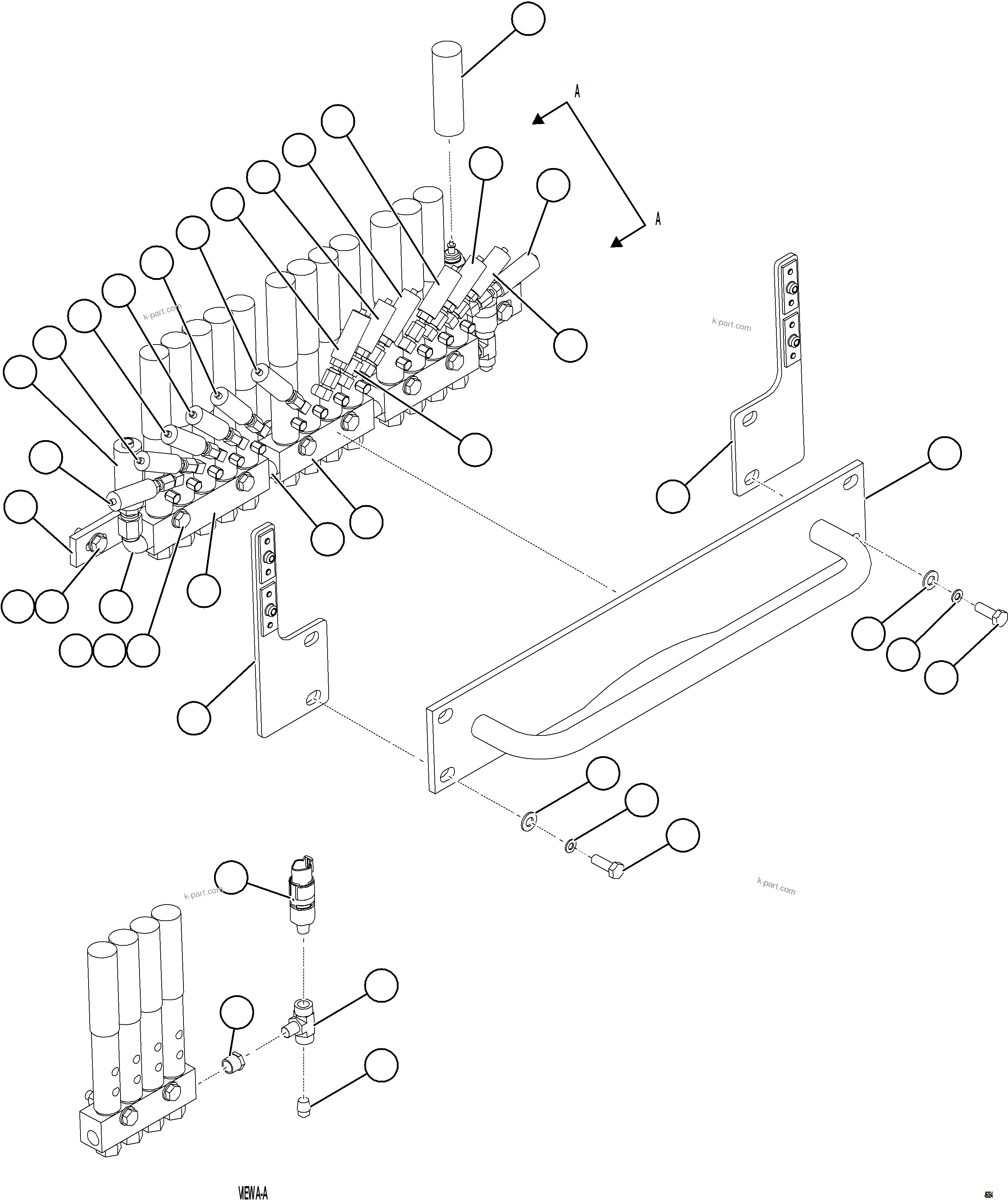 Komatsu parts book diagram for AFE84-P 730E-10 S/N A50051 - A50054  KAL: AUTOMATIC LUBRICATION SYSTEM PIPING - REAR    1/3