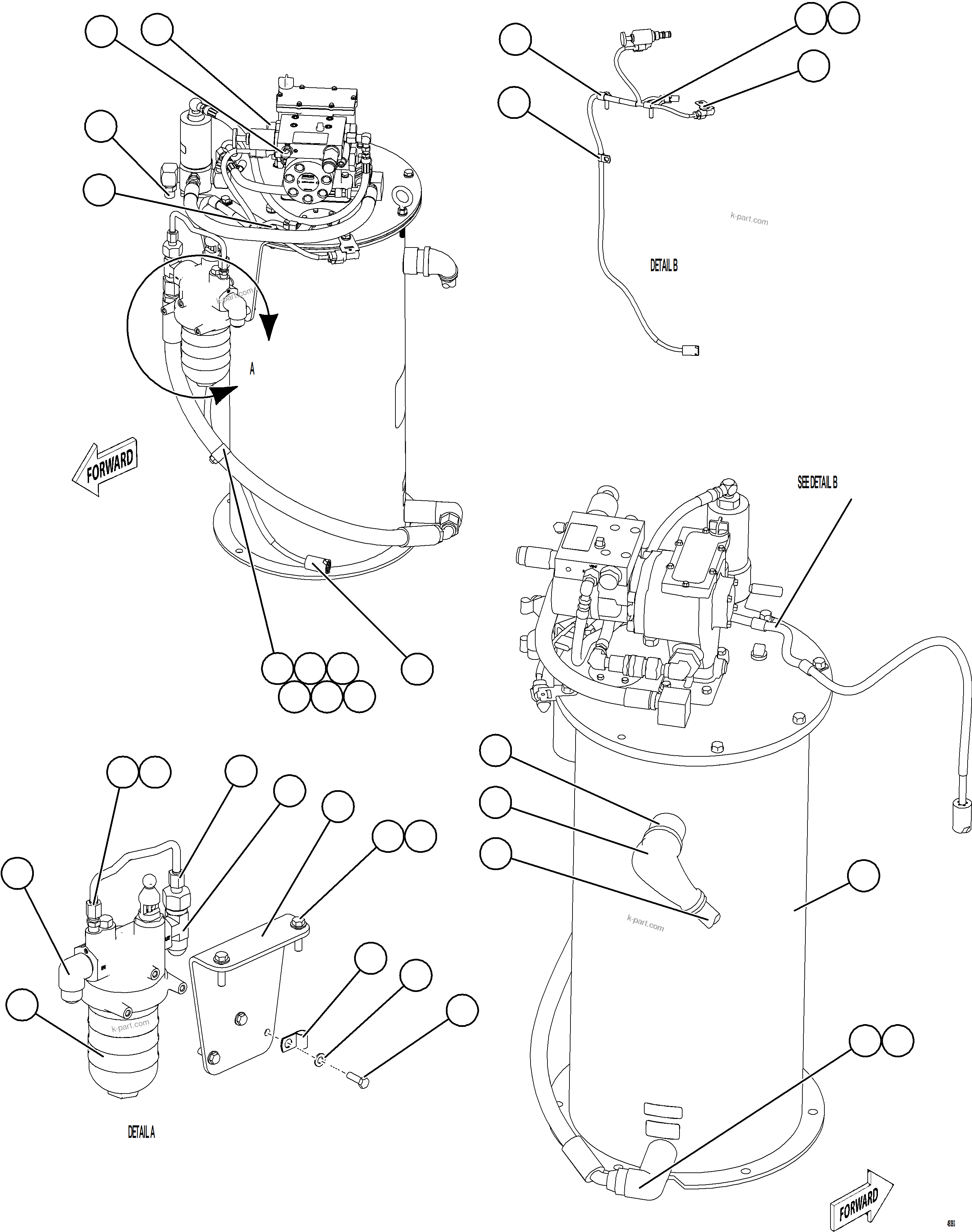 Komatsu parts book diagram for AFE84-P 730E-10 S/N A50051 - A50054  KAL: LUBRICATION PUMP SUB-ASSEMBLY