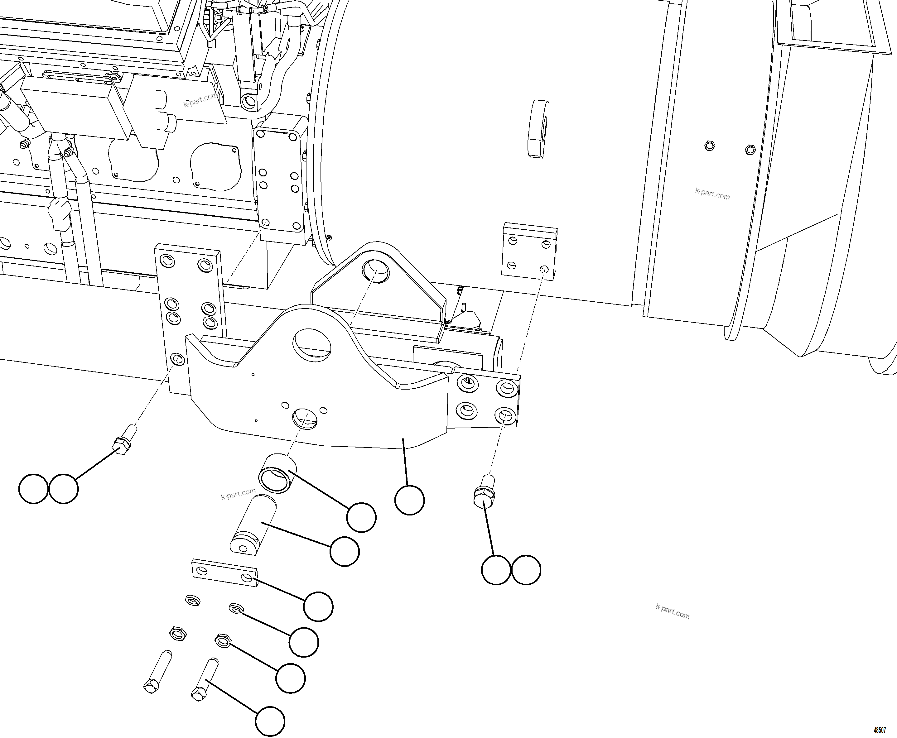 Komatsu parts book diagram for AFE84-R 730E-10 S/N A50056 - A50058  KSA: ENGINE CRADLE INSTALLATION