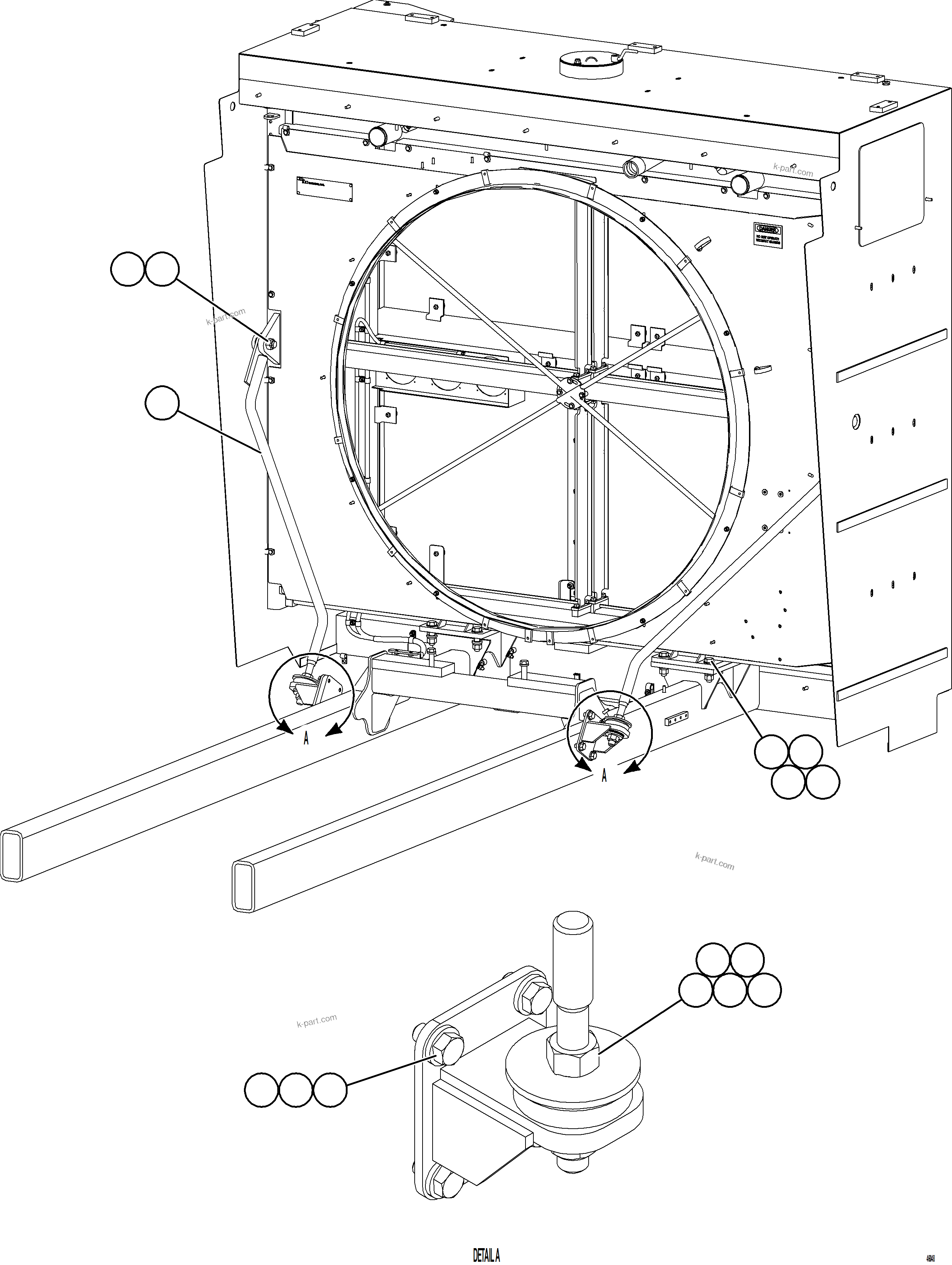 Komatsu parts book diagram for AFE84-R 730E-10 S/N A50056 - A50058  KSA: RADIATOR INSTALLATION - LOWER
