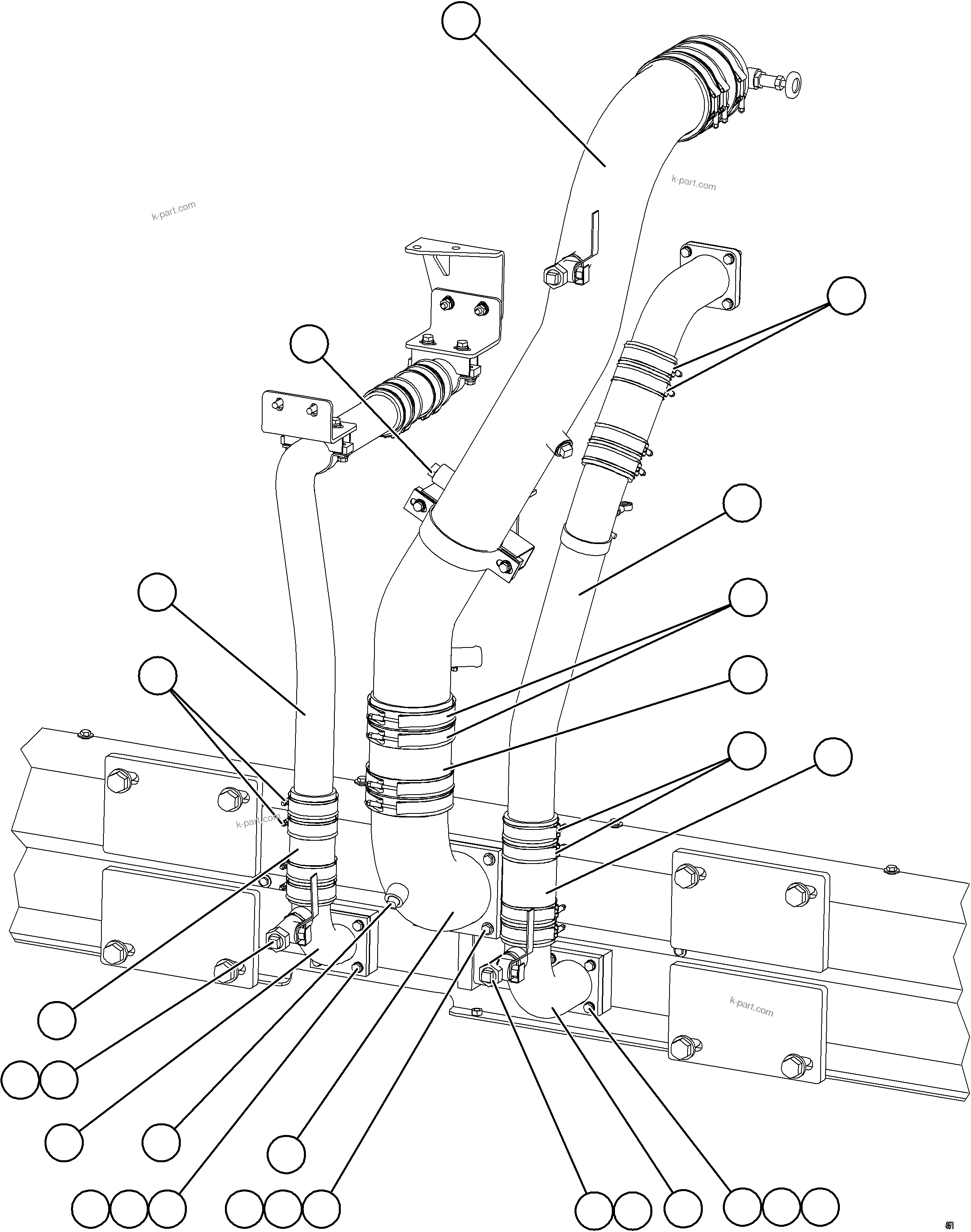 Komatsu parts book diagram for AFE84-R 730E-10 S/N A50056 - A50058  KSA: RADIATOR PIPING    3/3