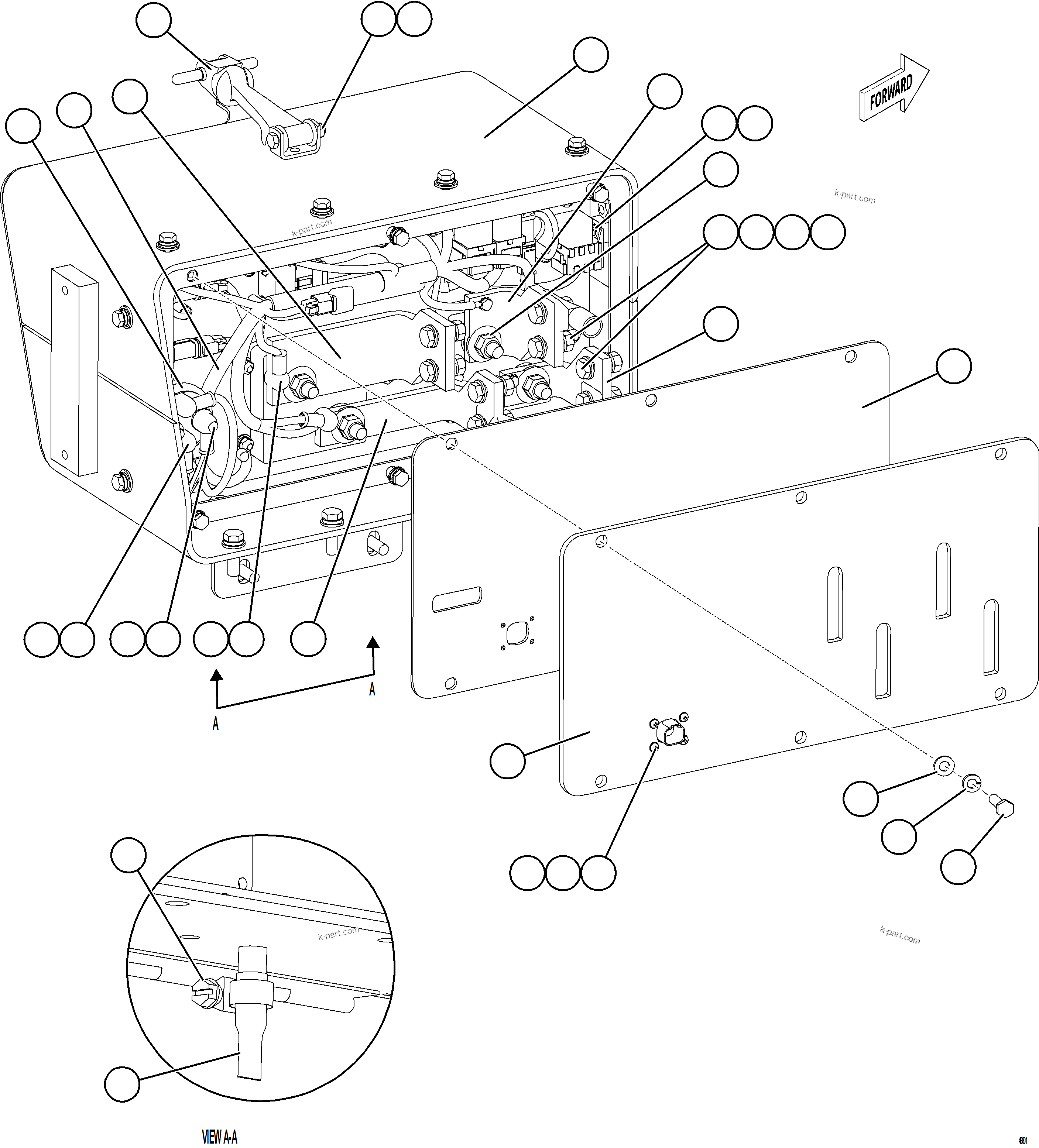 Komatsu parts book diagram for AFE84-R 730E-10 S/N A50056 - A50058  KSA: ISOLATION BOX    2/3