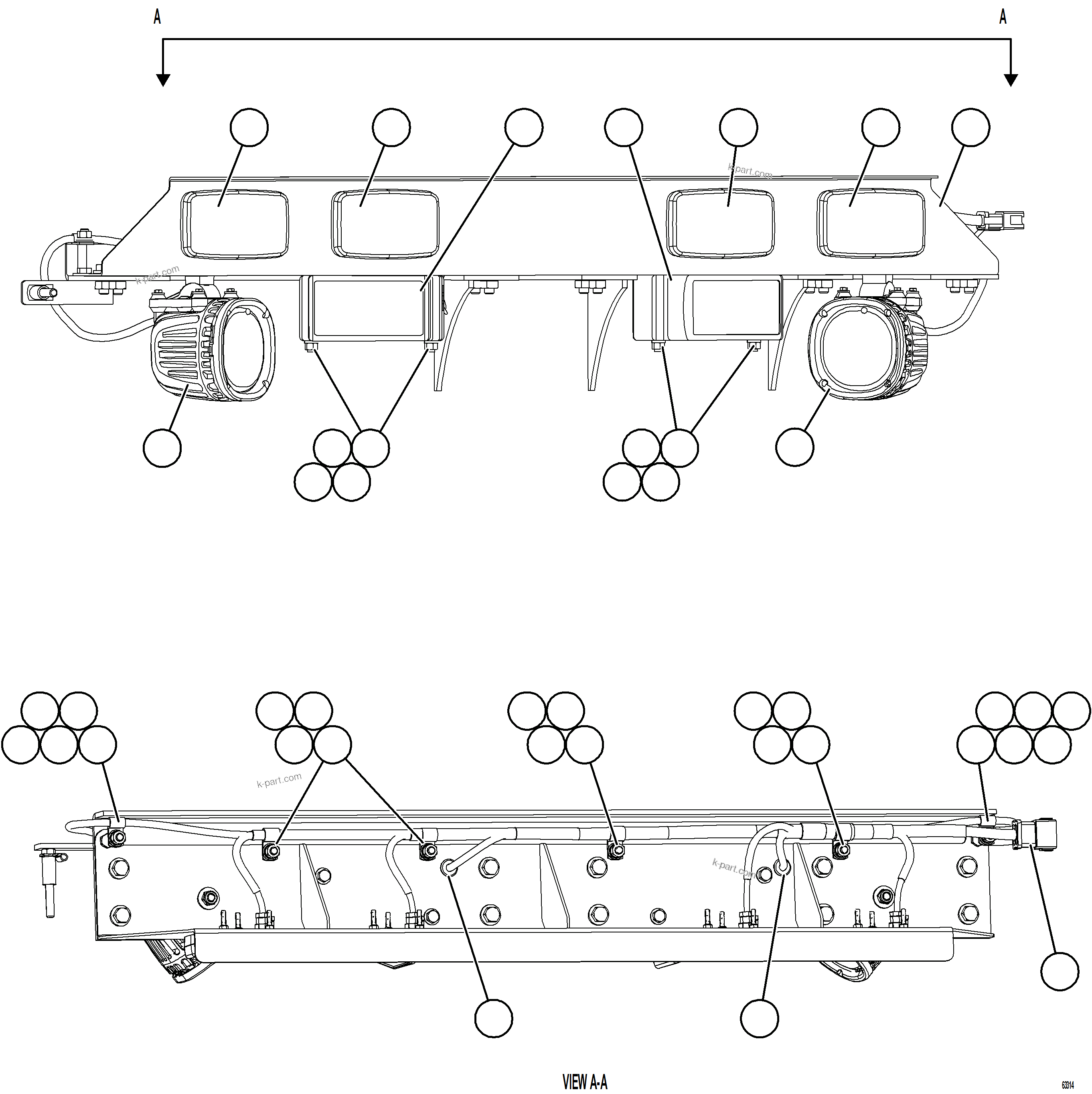 Komatsu parts book diagram for AFE84-R 730E-10 S/N A50056 - A50058  KSA: REAR AXLE LIGHTS & BACKUP ALARMS    2/2