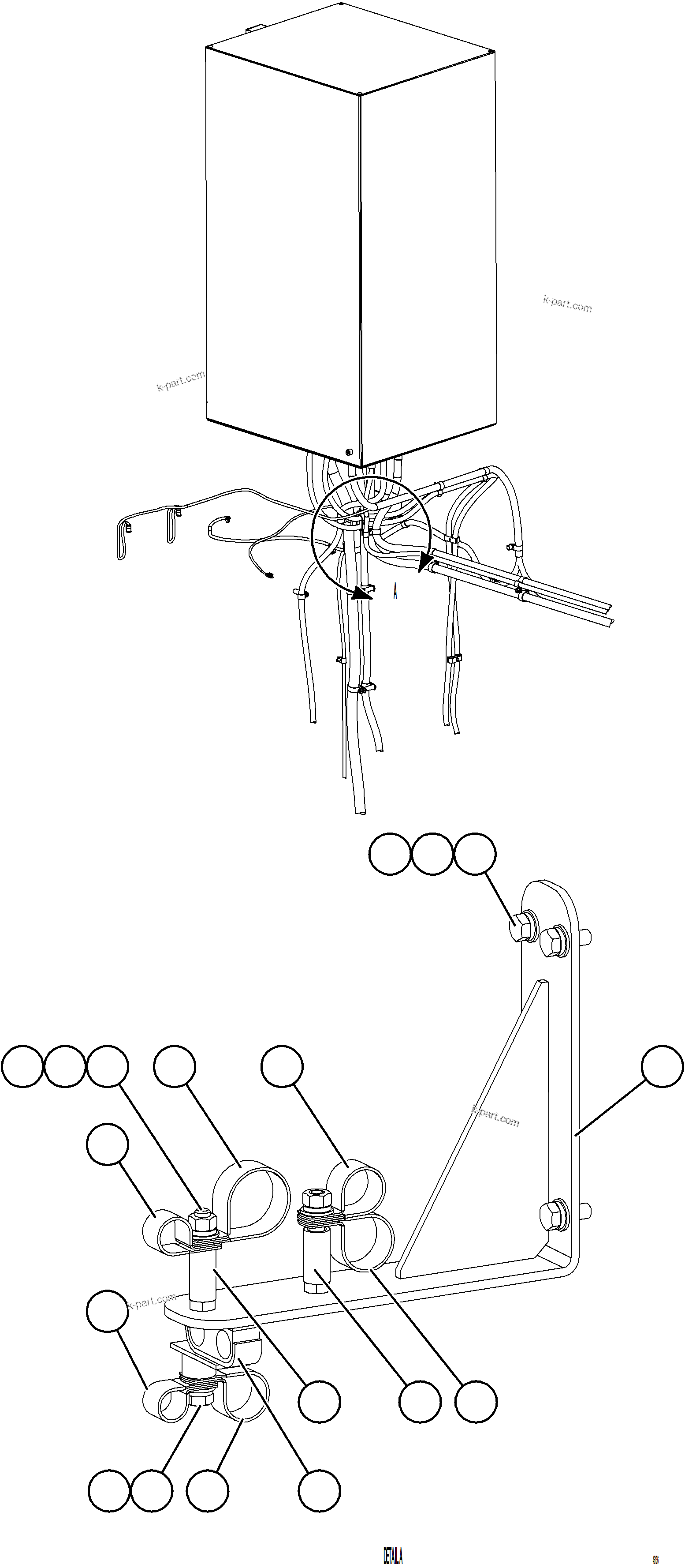 Komatsu parts book diagram for AFE84-R 730E-10 S/N A50056 - A50058  KSA: AUXILIARY CONTROL CABINET EXTERNAL WIRING CLAMPING