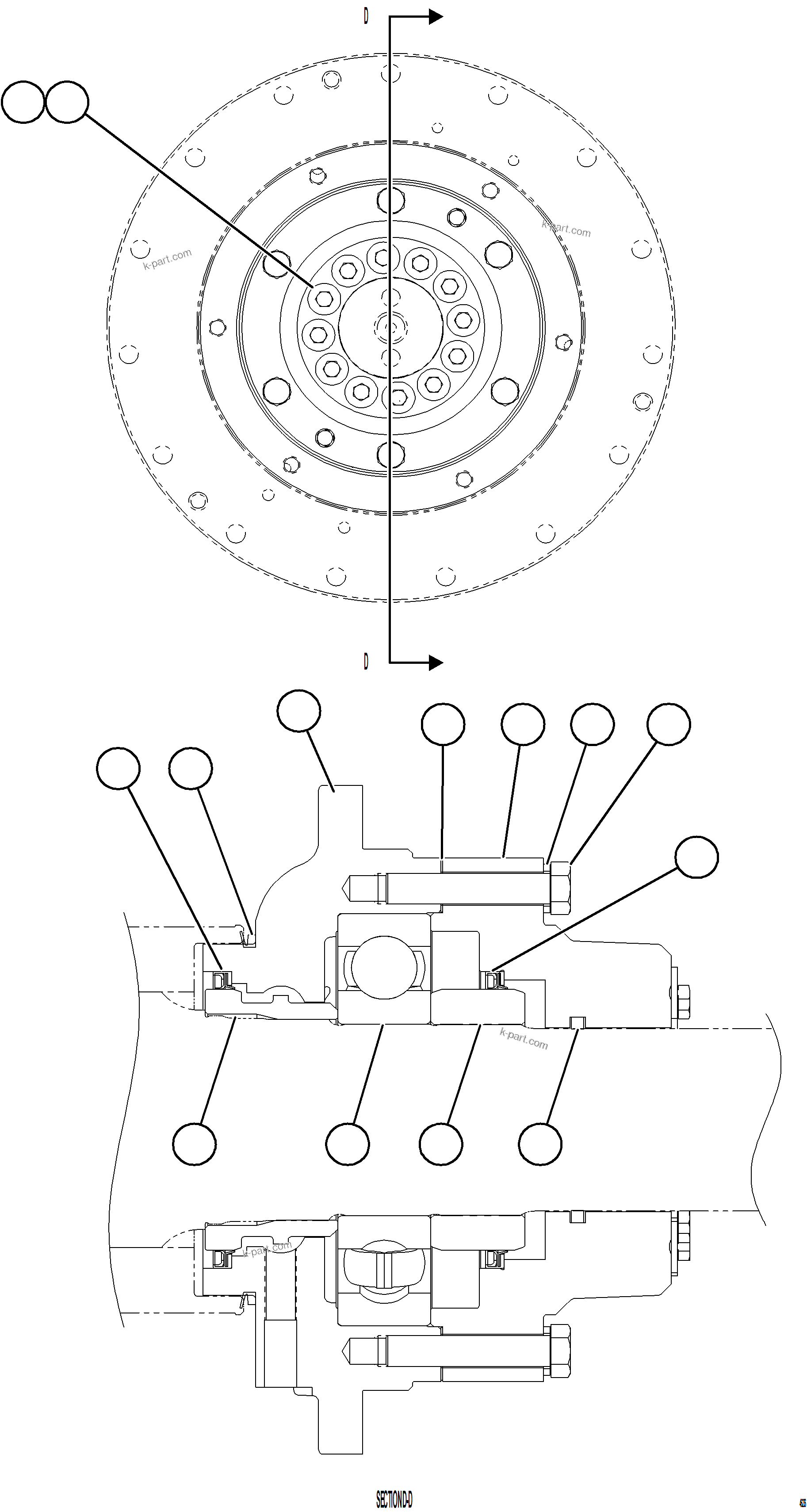 Komatsu parts book diagram for AFE84-R 730E-10 S/N A50056 - A50058  KSA: ALTERNATOR - BEARING ASSEMBLY