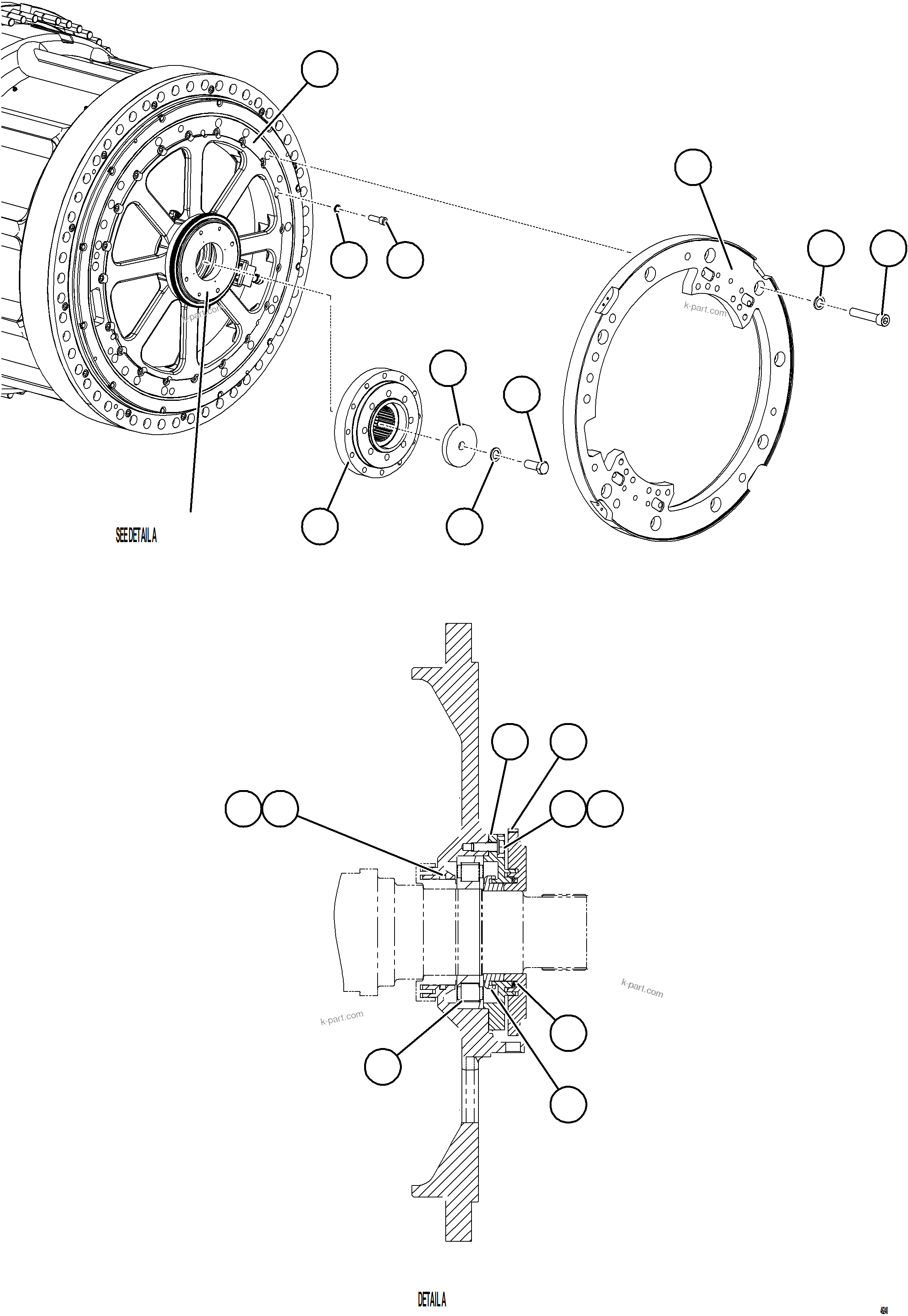Komatsu parts book diagram for AFE84-R 730E-10 S/N A50056 - A50058  KSA: WHEEL MOTOR    3/8
