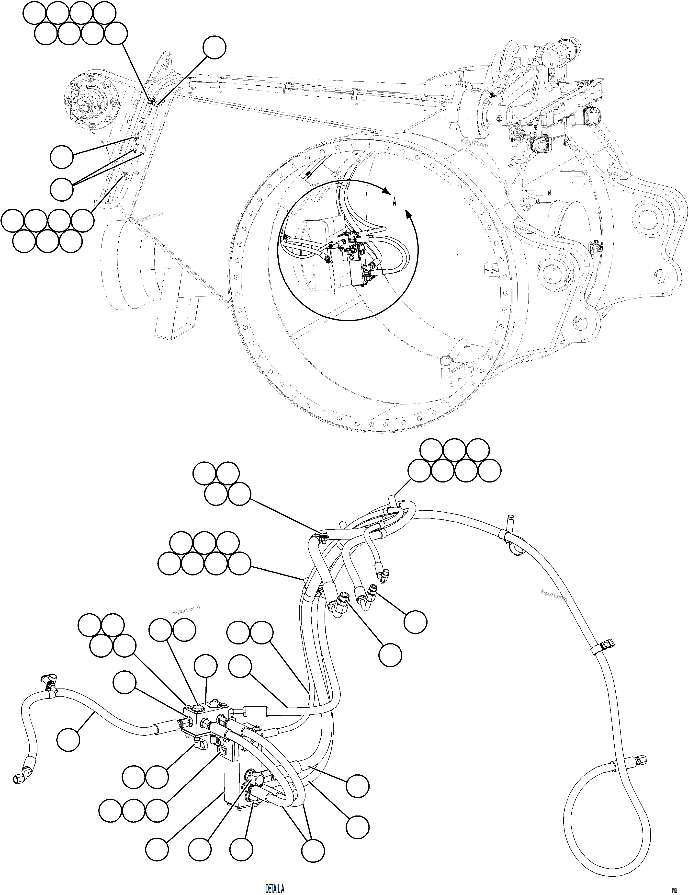 Komatsu parts book diagram for AFE84-R 730E-10 S/N A50056 - A50058  KSA: REAR BRAKE APPLY PIPING    3/3
