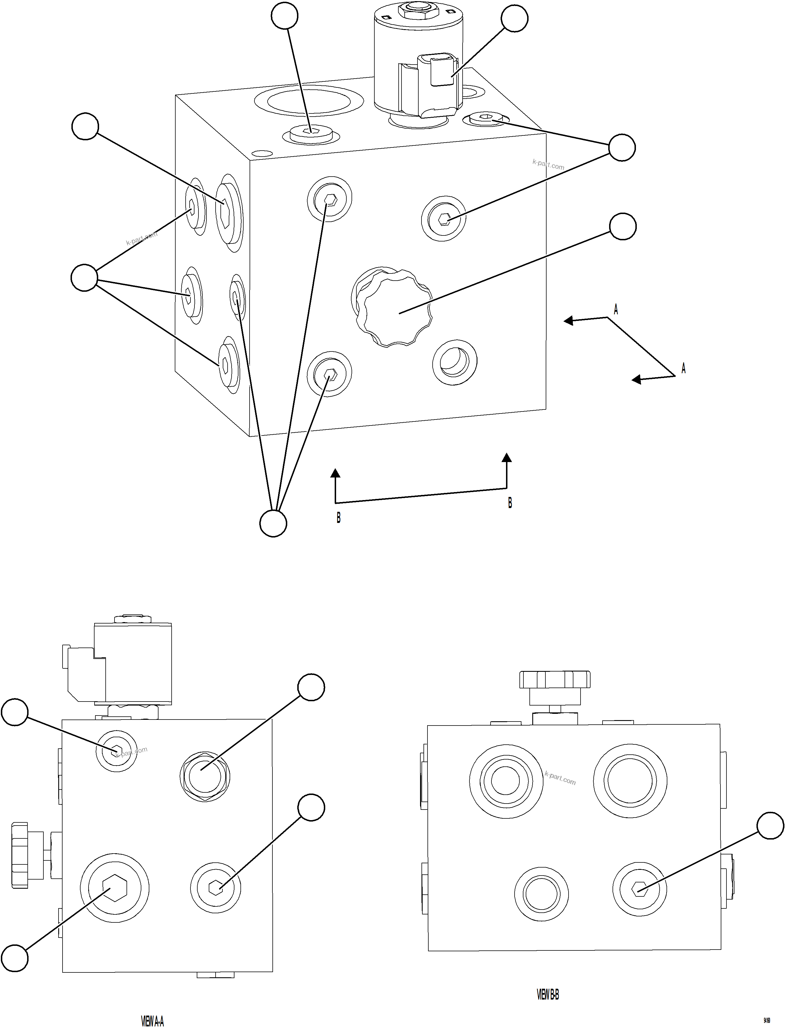 Komatsu parts book diagram for AFE84-R 730E-10 S/N A50056 - A50058  KSA: AUXILIARY HYDRAULIC MANIFOLD