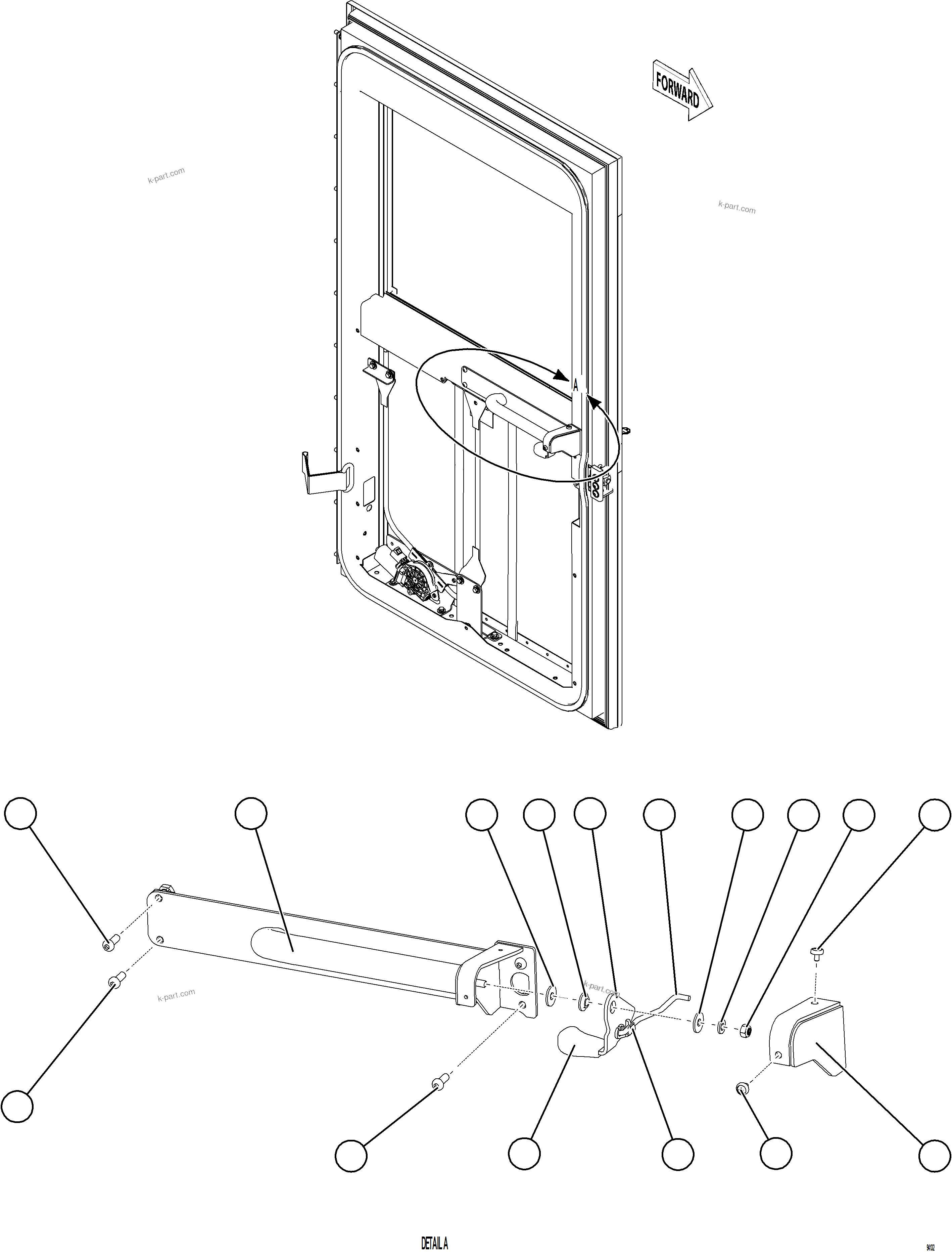 Komatsu parts book diagram for AFE84-R 730E-10 S/N A50056 - A50058  KSA: DOOR ASSEMBLY - LH    2/2