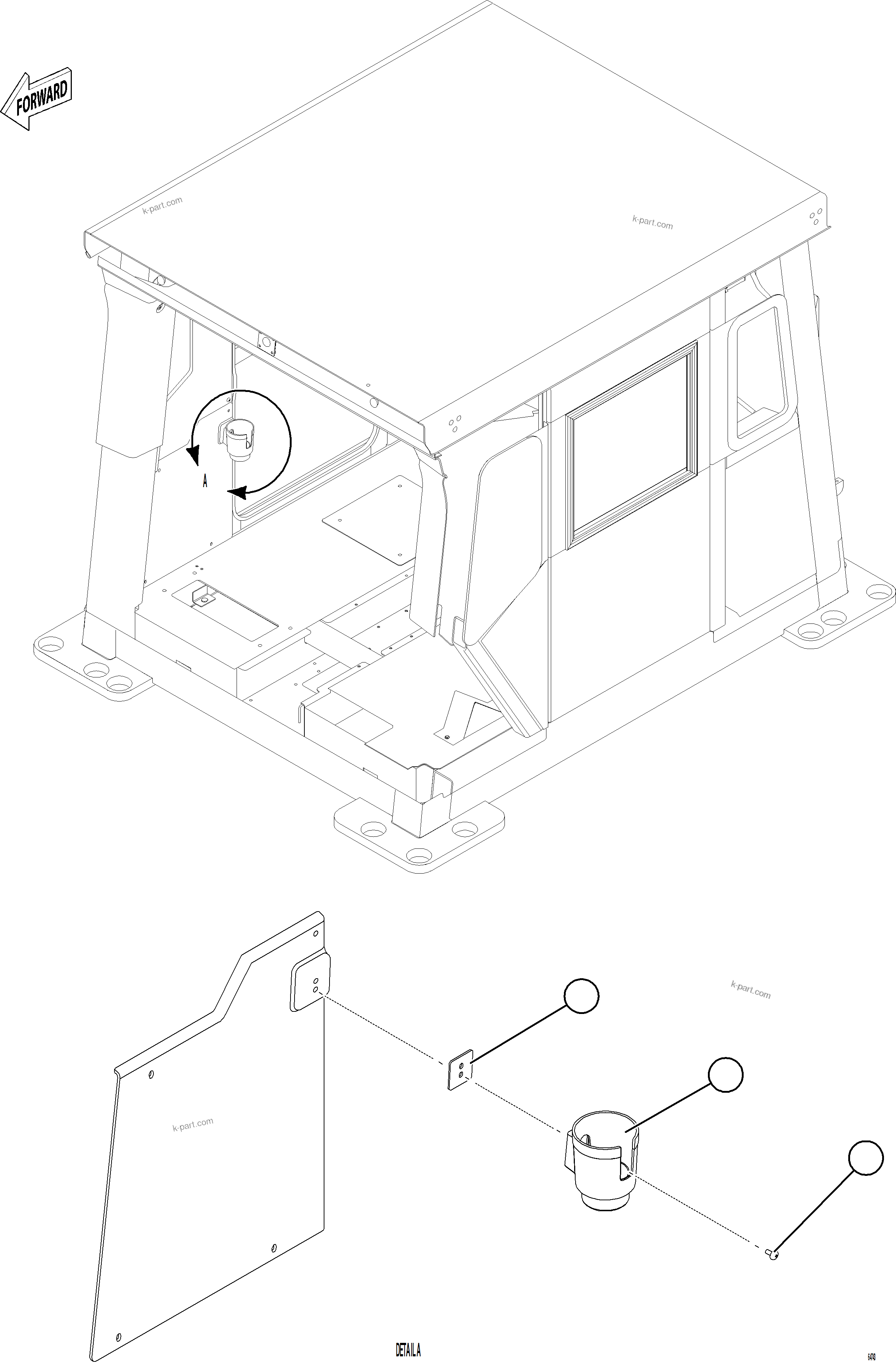 Komatsu parts book diagram for AFE84-R 730E-10 S/N A50056 - A50058  KSA: CUP HOLDER