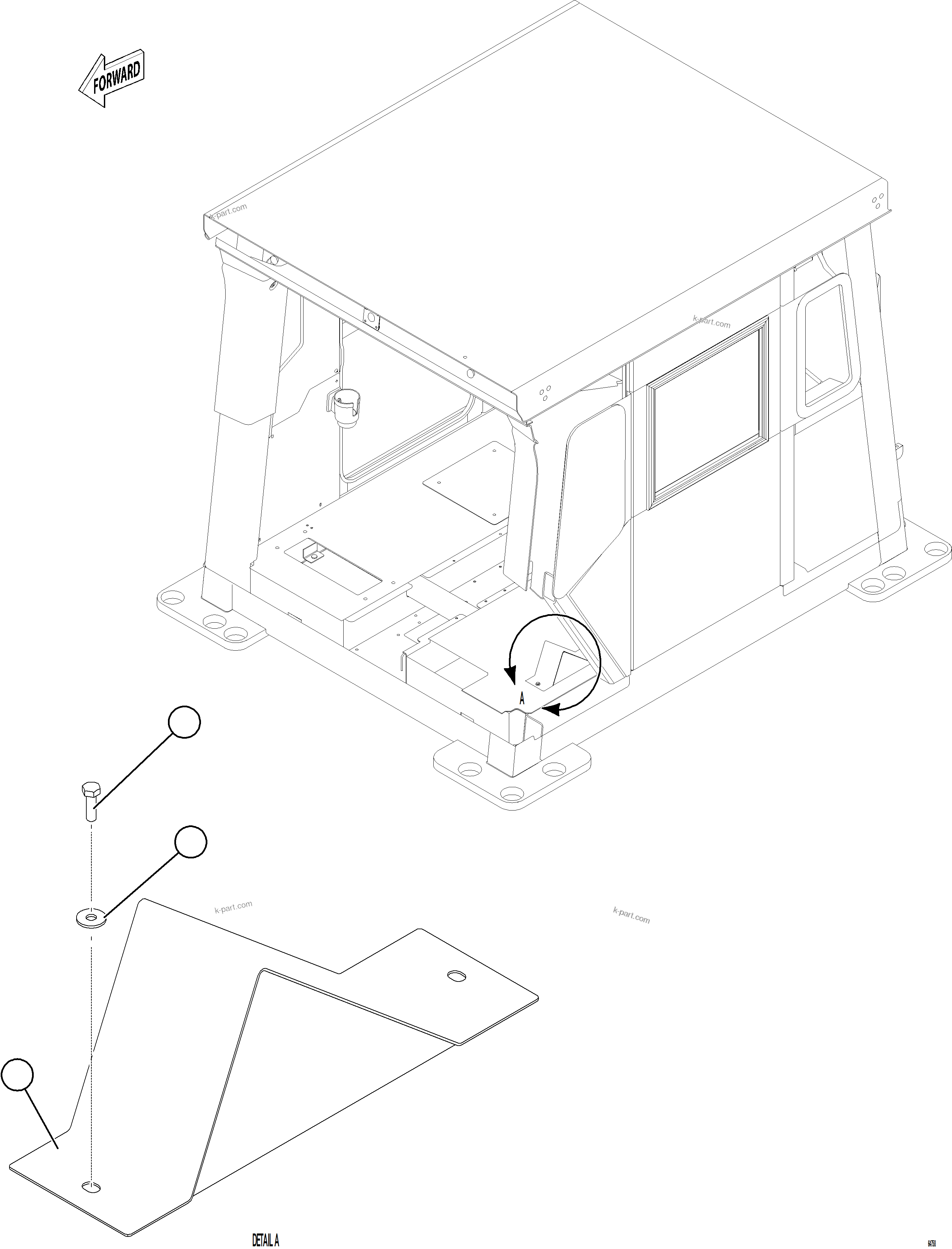 Komatsu parts book diagram for AFE84-R 730E-10 S/N A50056 - A50058  KSA: CAB FOOTREST