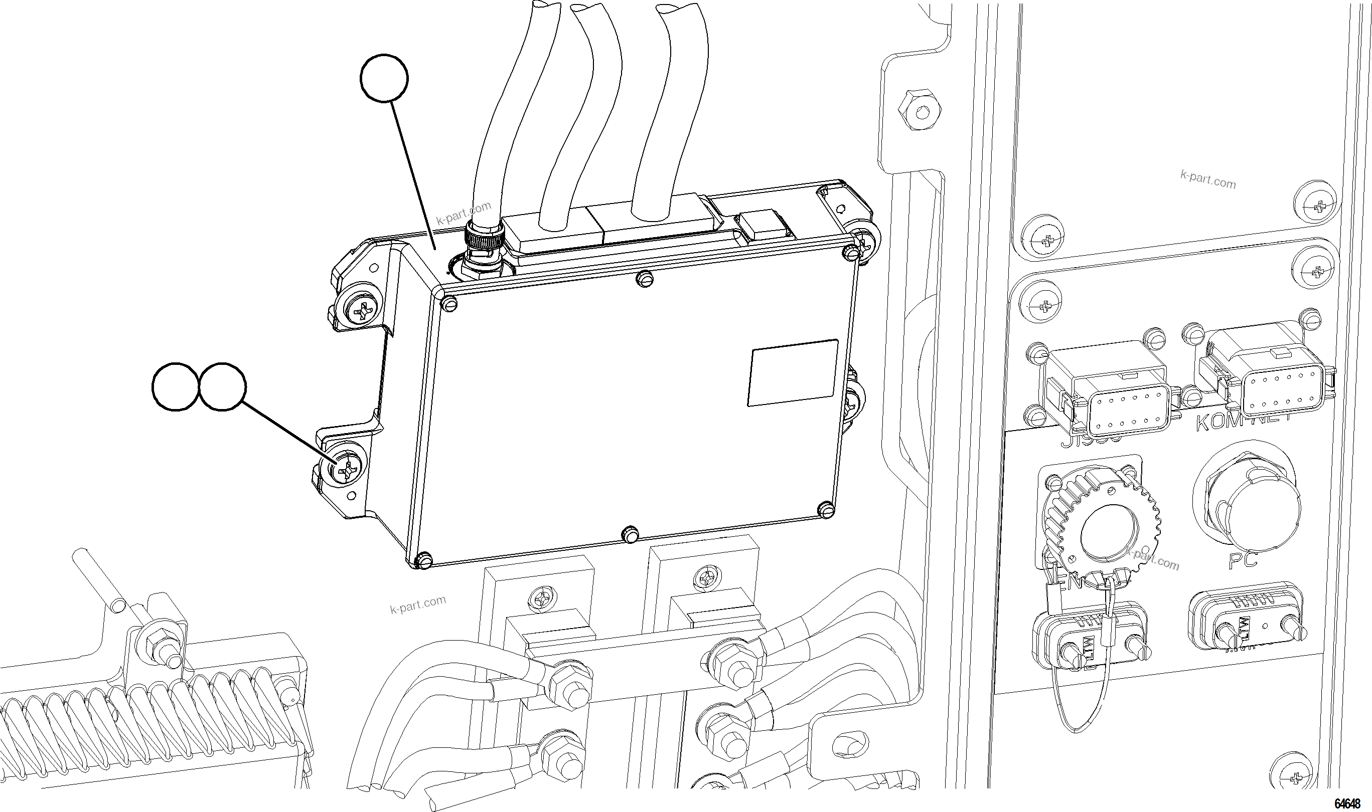 Komatsu parts book diagram for AFE84-R 730E-10 S/N A50056 - A50058  KSA: SATELLITE CONTROLLER INSTALLATION